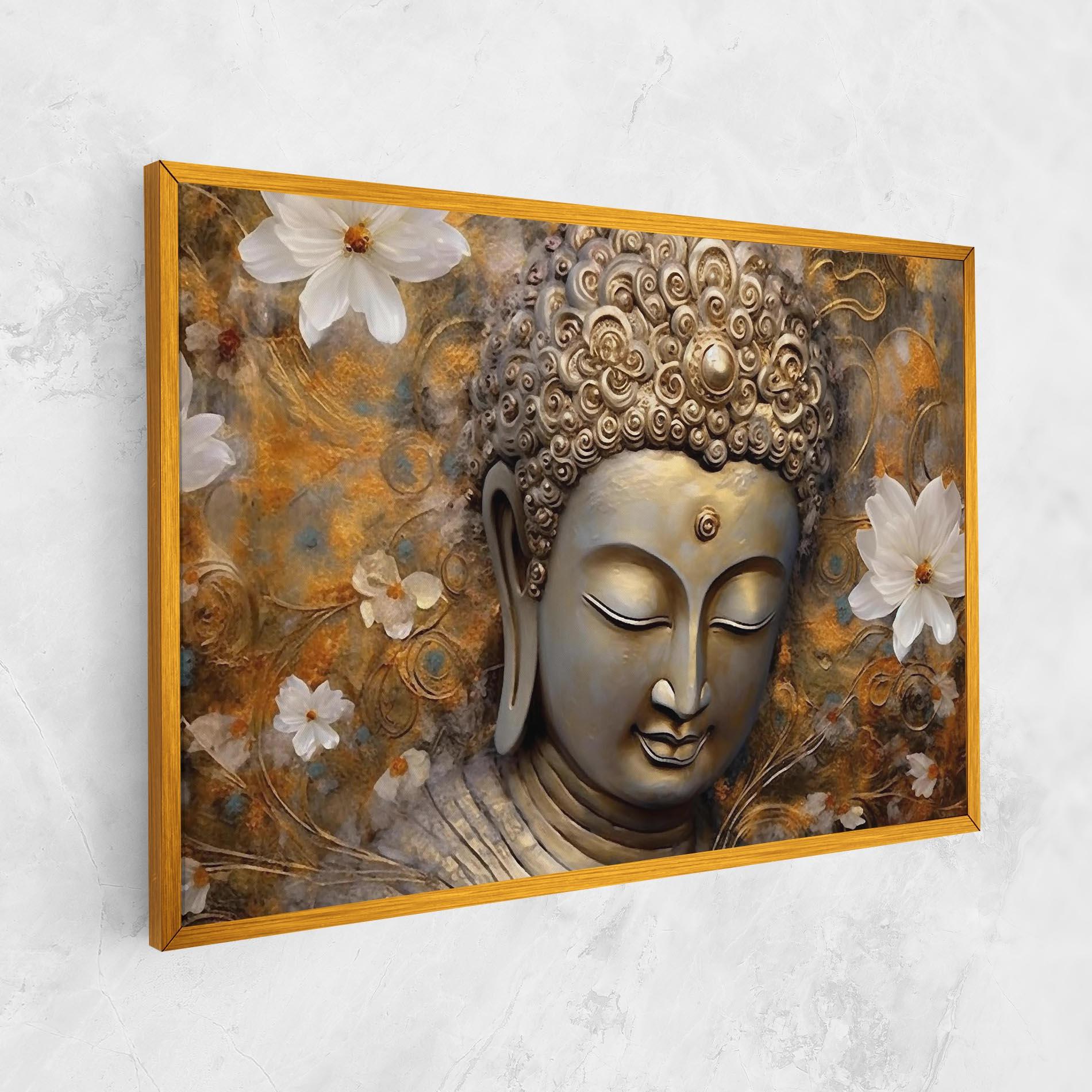 Leinwandbild White Flower Buddha Art mockup 1