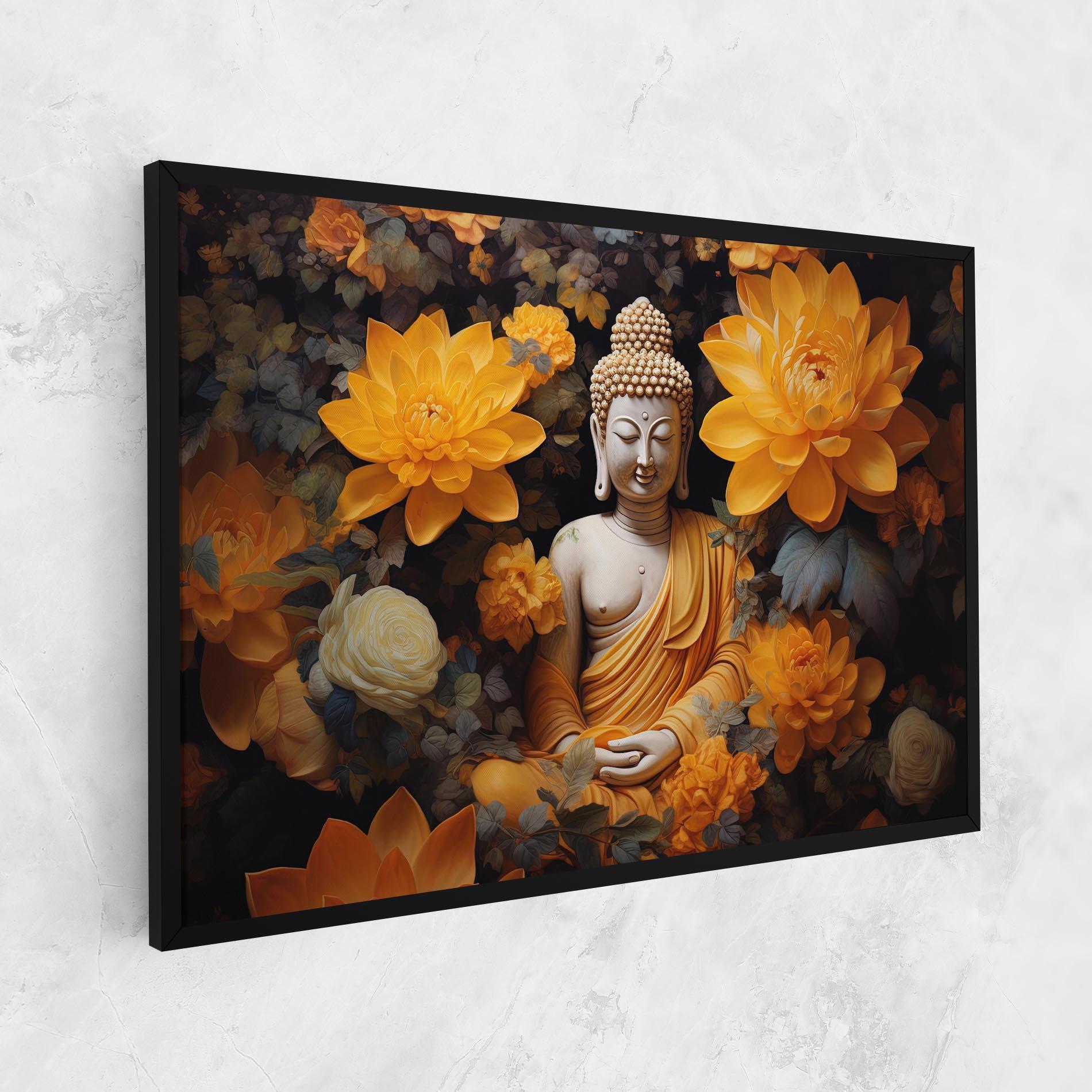 Leinwandbild Buddha Big Flowers mockup 1