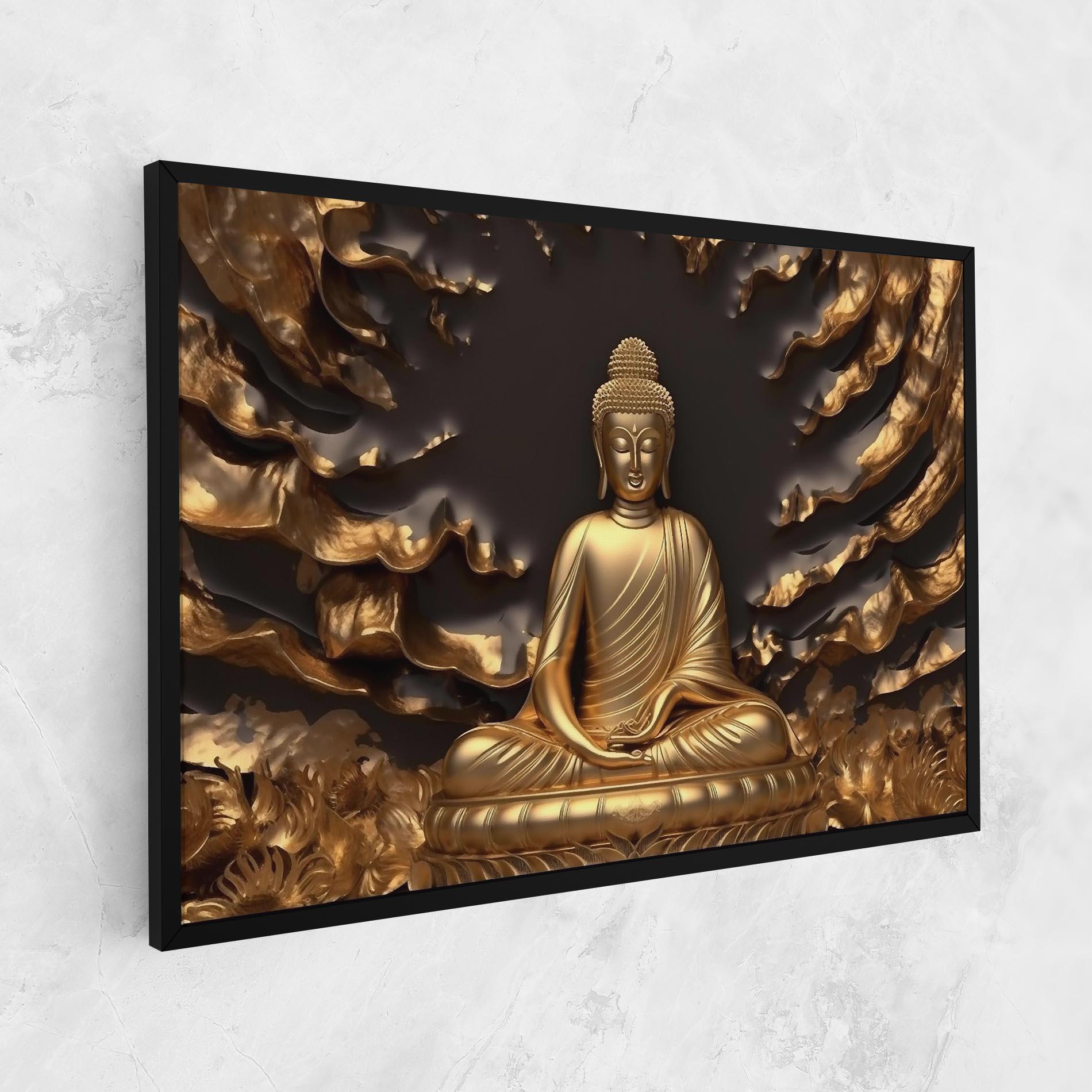 Leinwandbild Gold 3d Buddha mockup 1