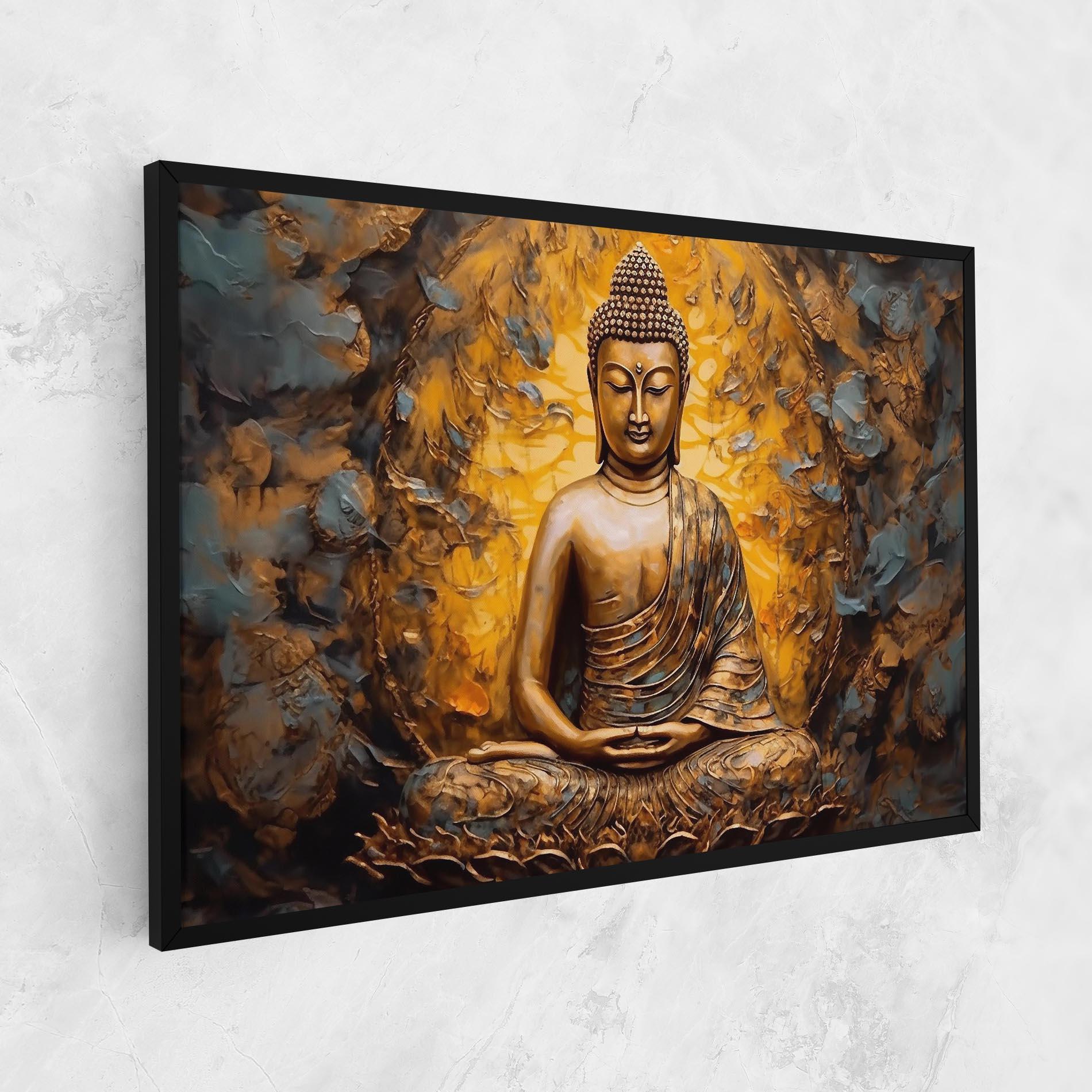 Leinwandbild Gold Grey Buddha mockup 1