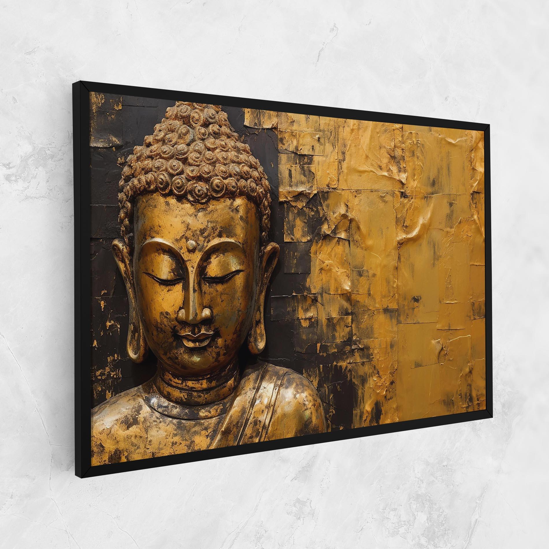 Leinwandbild Gold Paint Buddha mockup 1