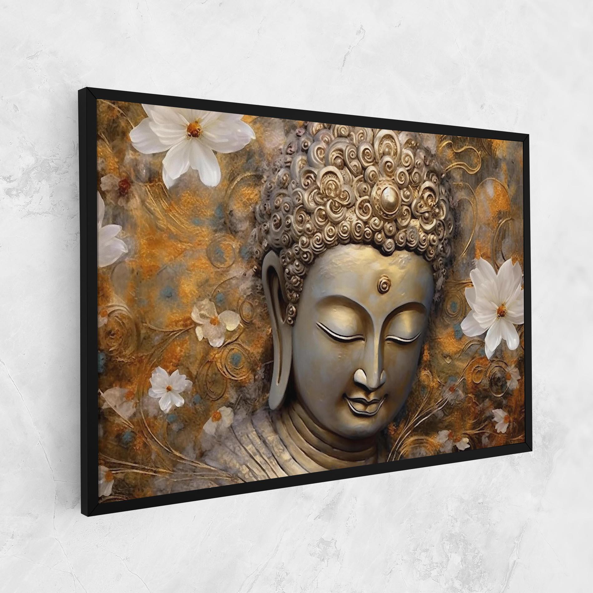 Leinwandbild White Flower Buddha Art mockup 1