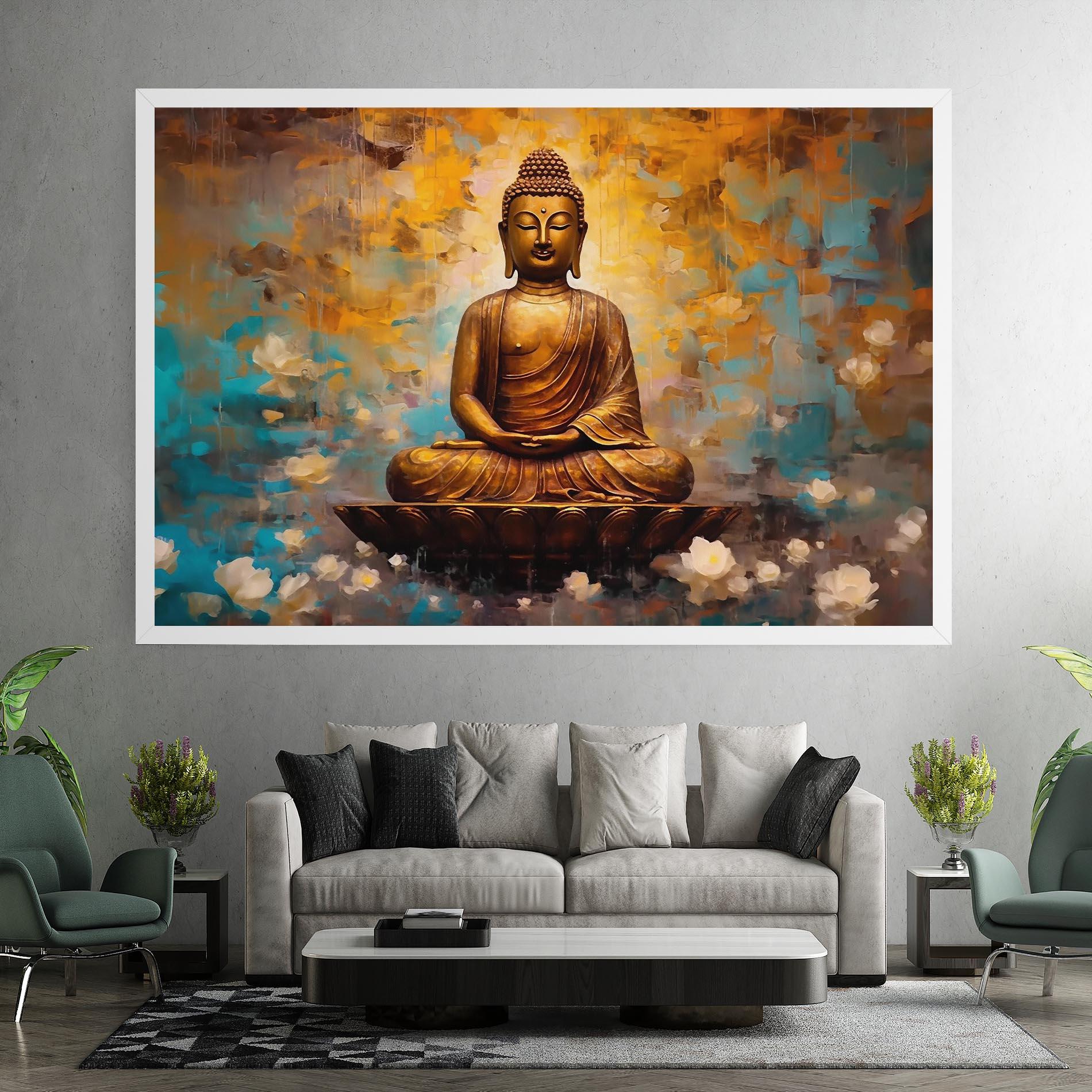 Leinwandbild Blue Gold Buddha mockup 7