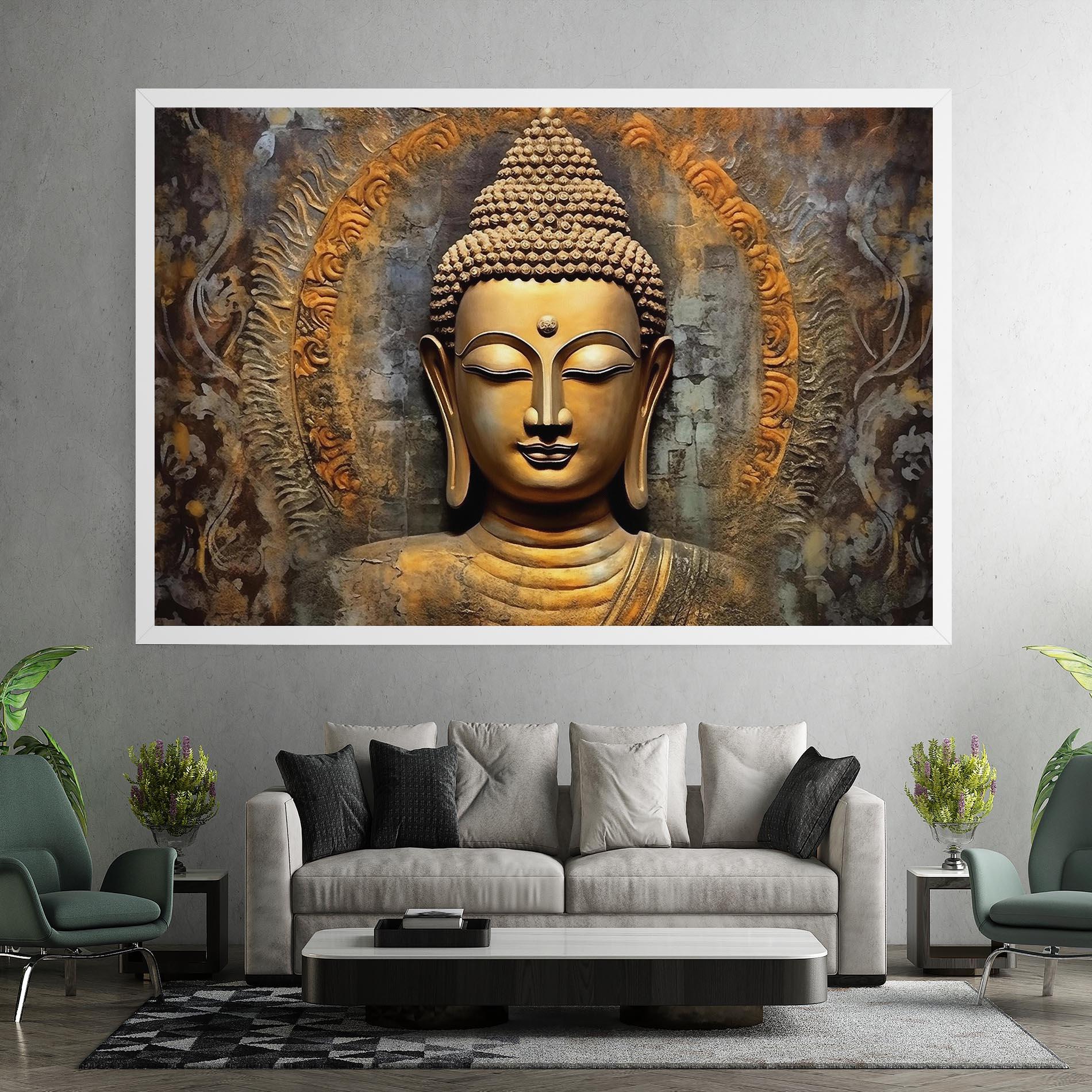 Leinwandbild Buddha 3d Head mockup 7