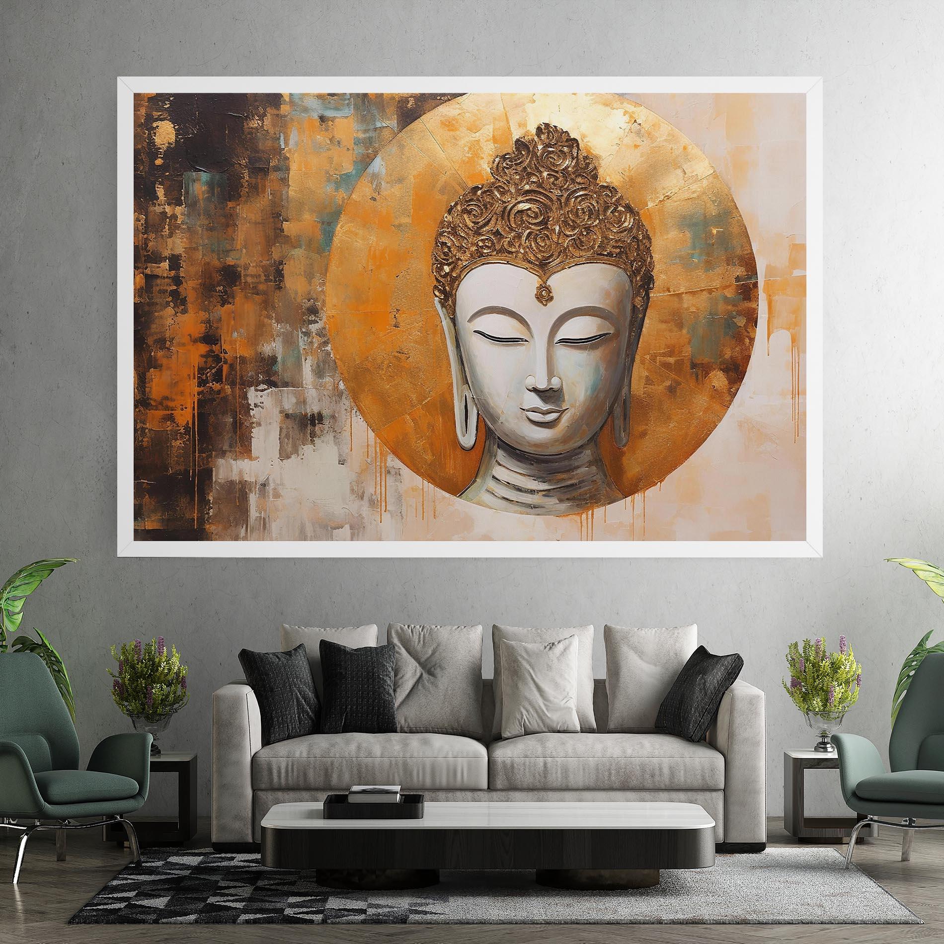 Leinwandbild Cream Circle Buddha mockup 7