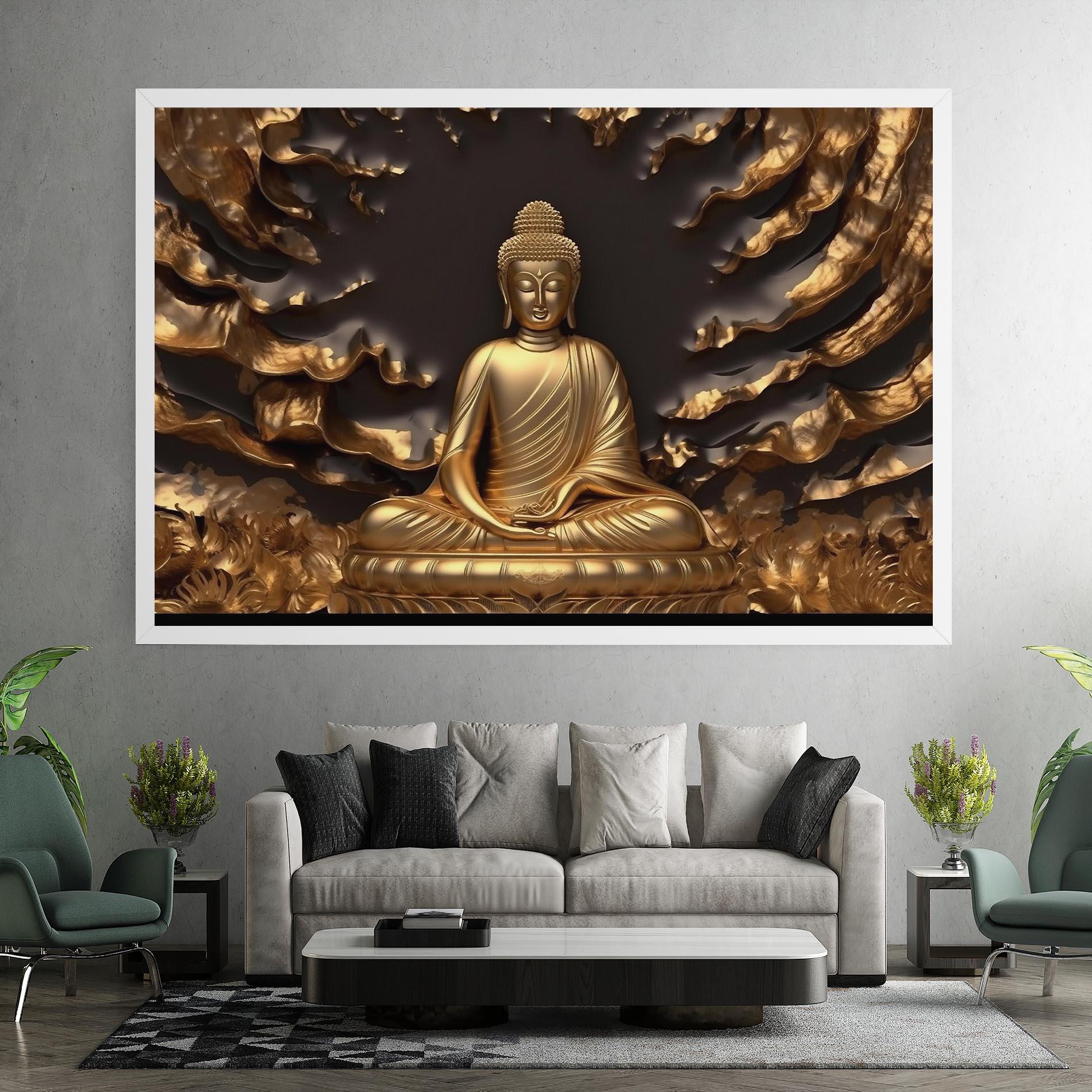 Leinwandbild Gold 3d Buddha mockup 7