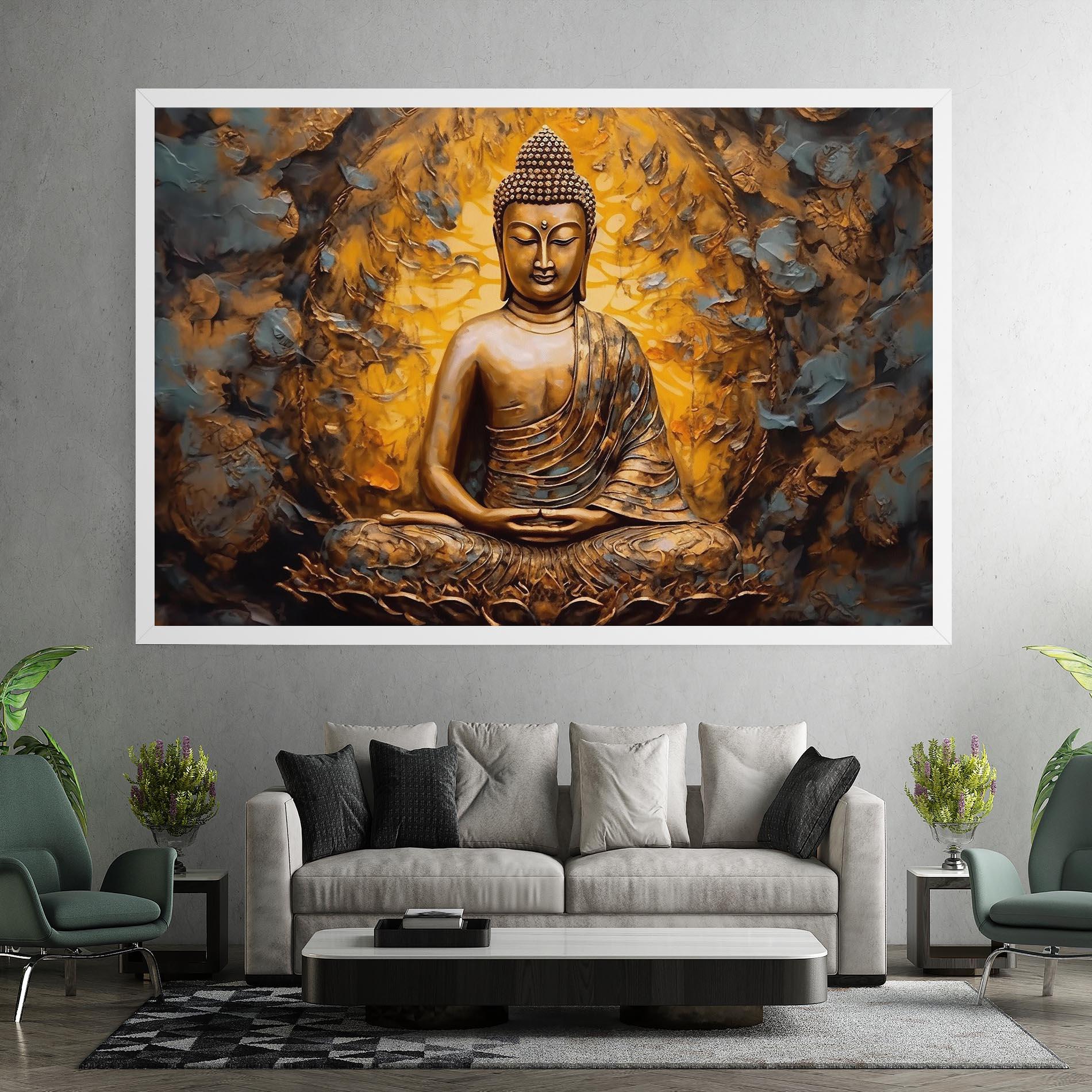 Leinwandbild Gold Grey Buddha mockup 7