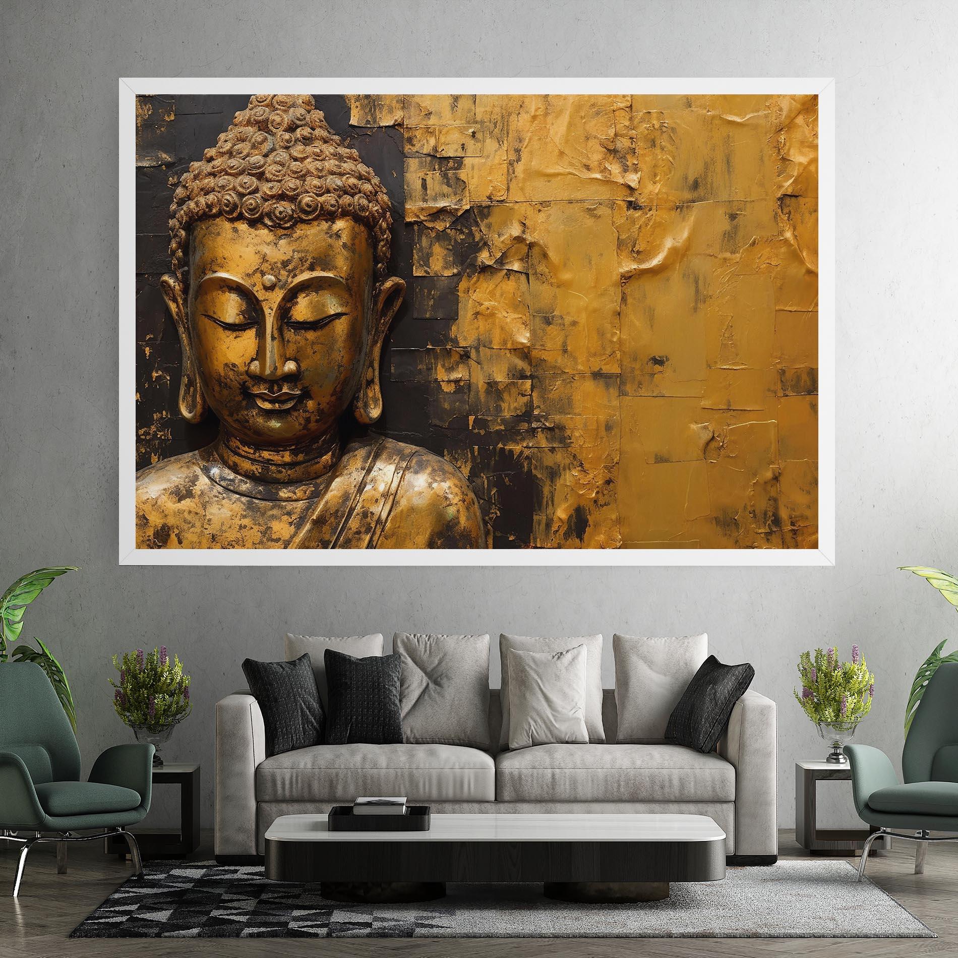 Leinwandbild Gold Paint Buddha mockup 7