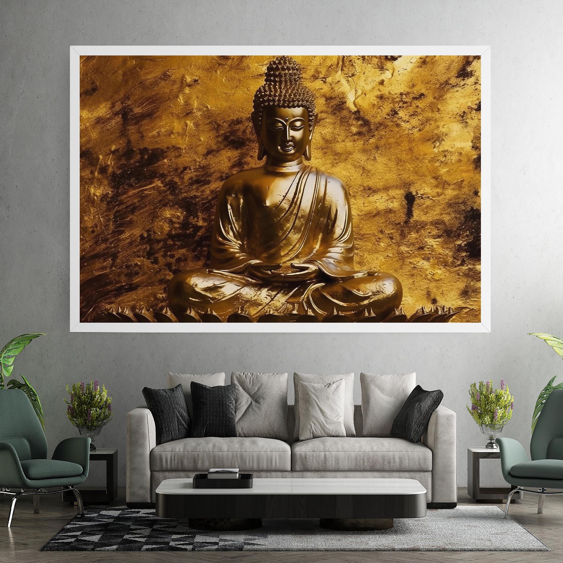 Leinwandbild Statue Gold Buddha mockup 7