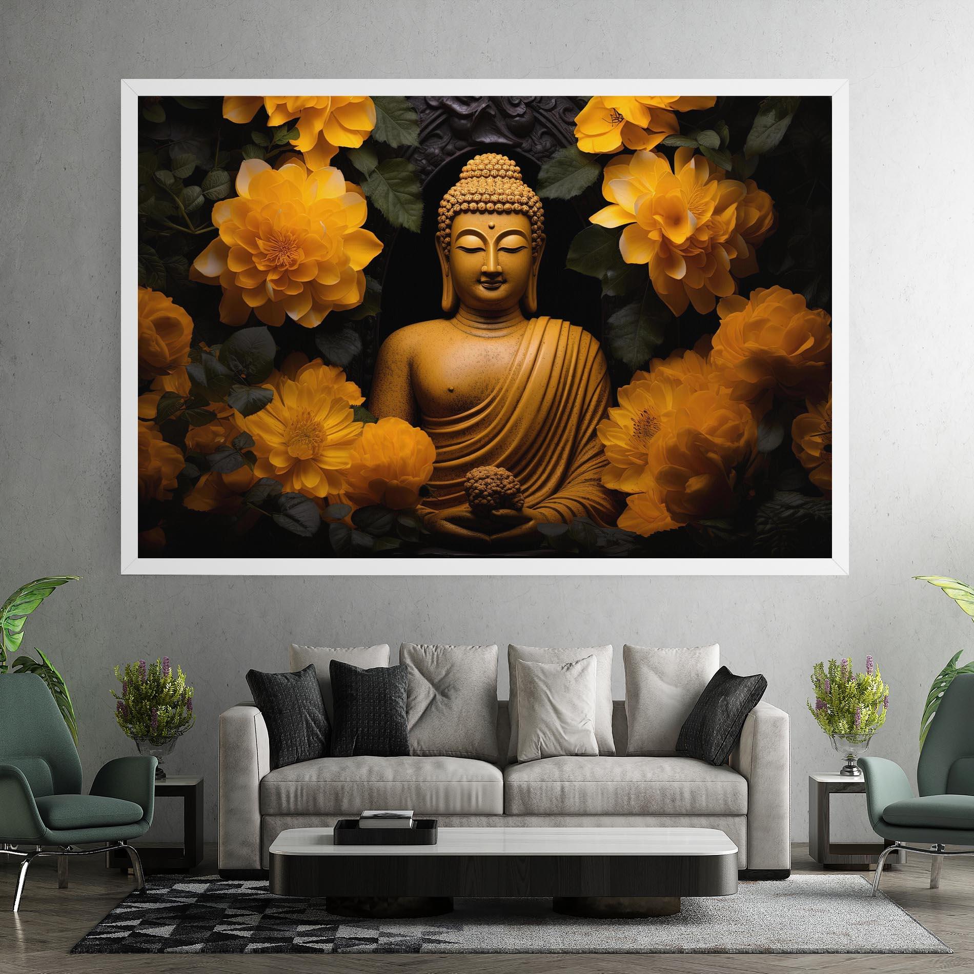 Leinwandbild Vecteezy_buddha Statue Surrounded By Yellow Flowers Ai Generated_27745002_860 mockup 7