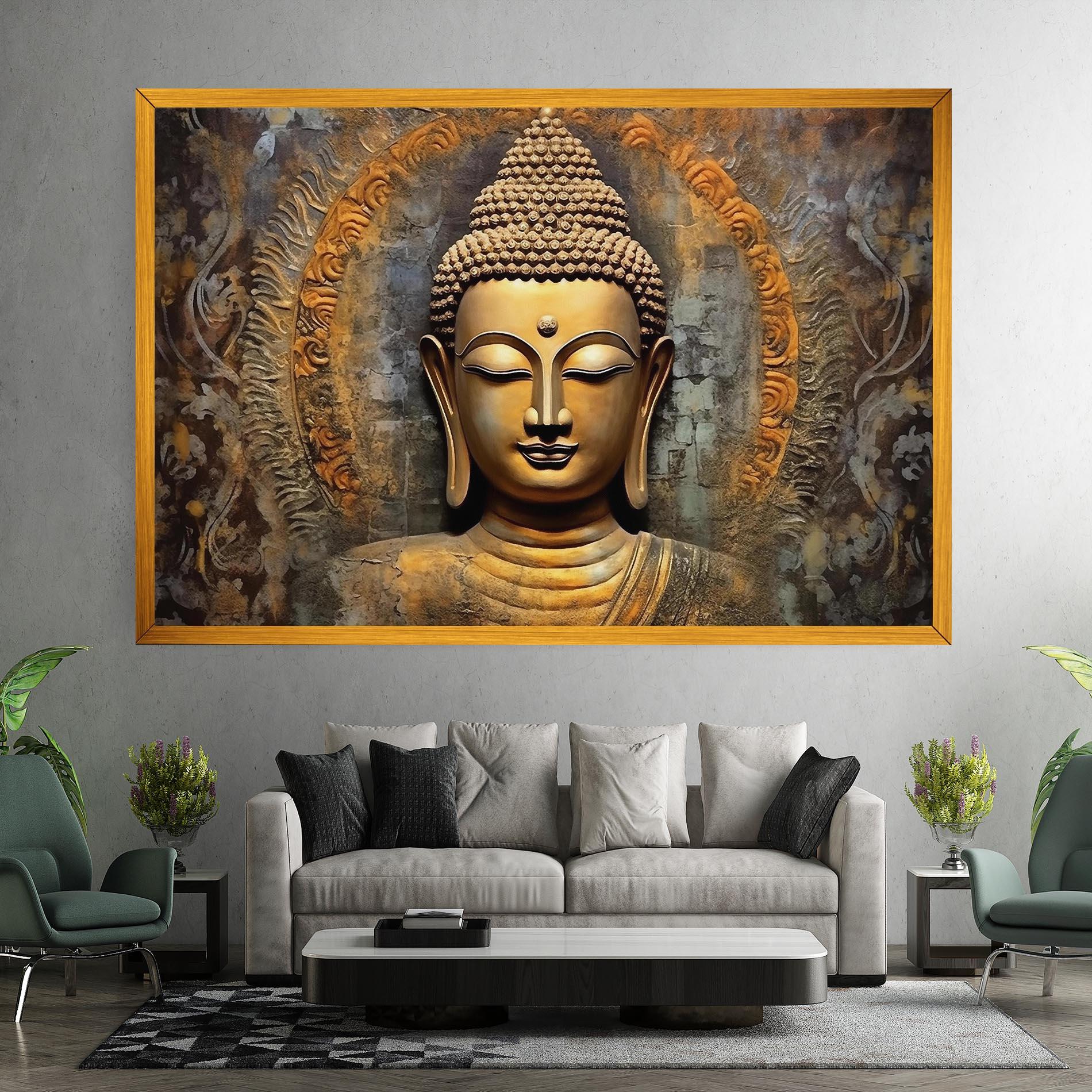 Leinwandbild Buddha 3d Head mockup 7
