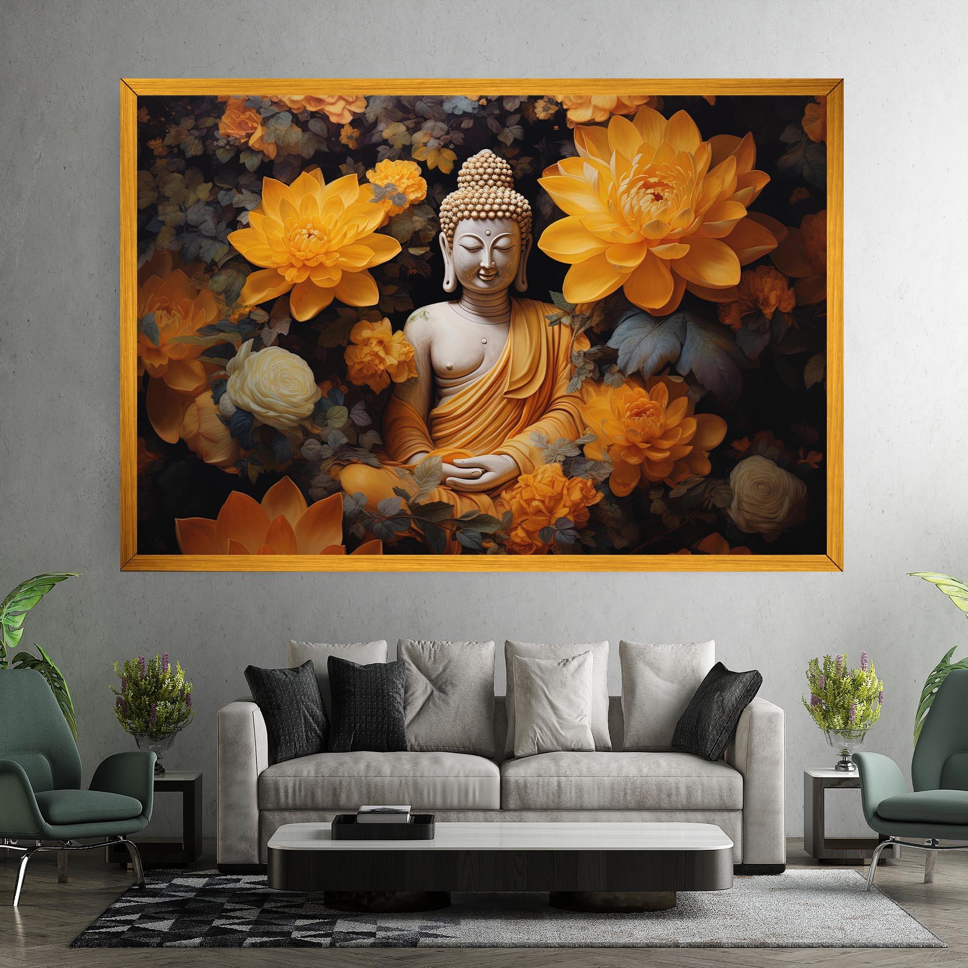 Leinwandbild Buddha Big Flowers mockup 7