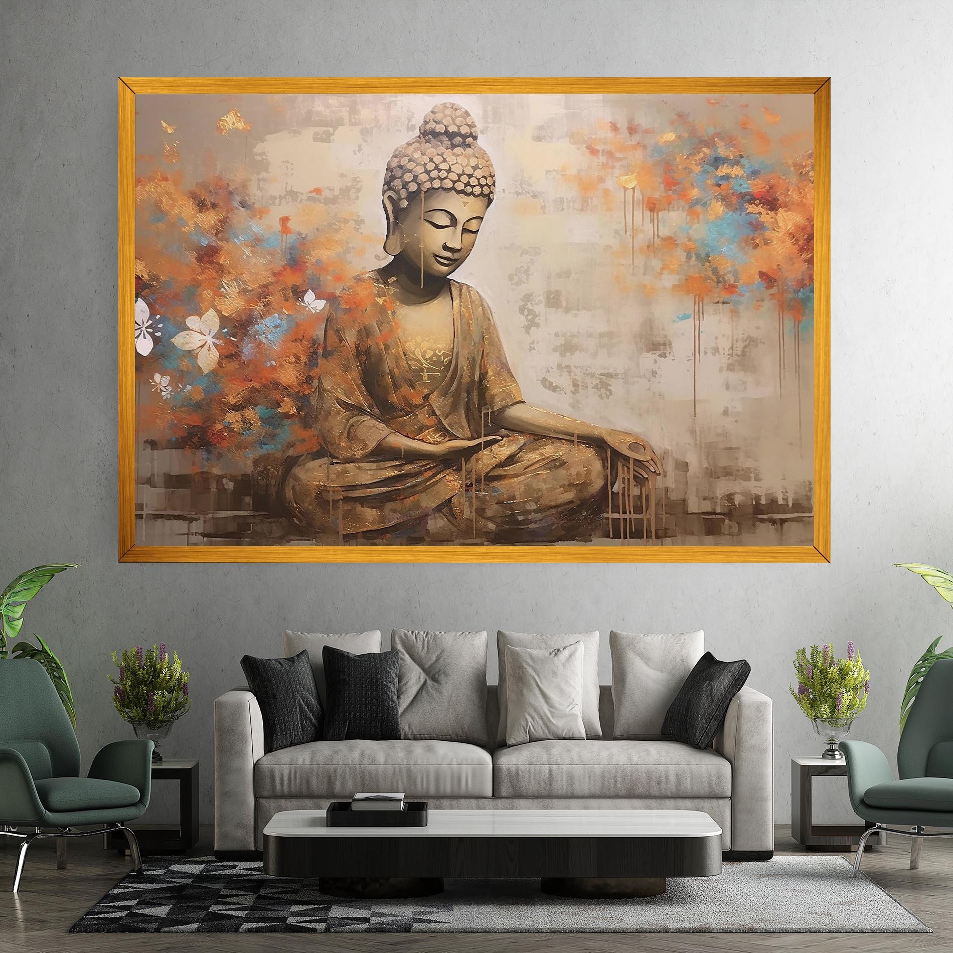 Leinwandbild Buddha Cream Blue mockup 7