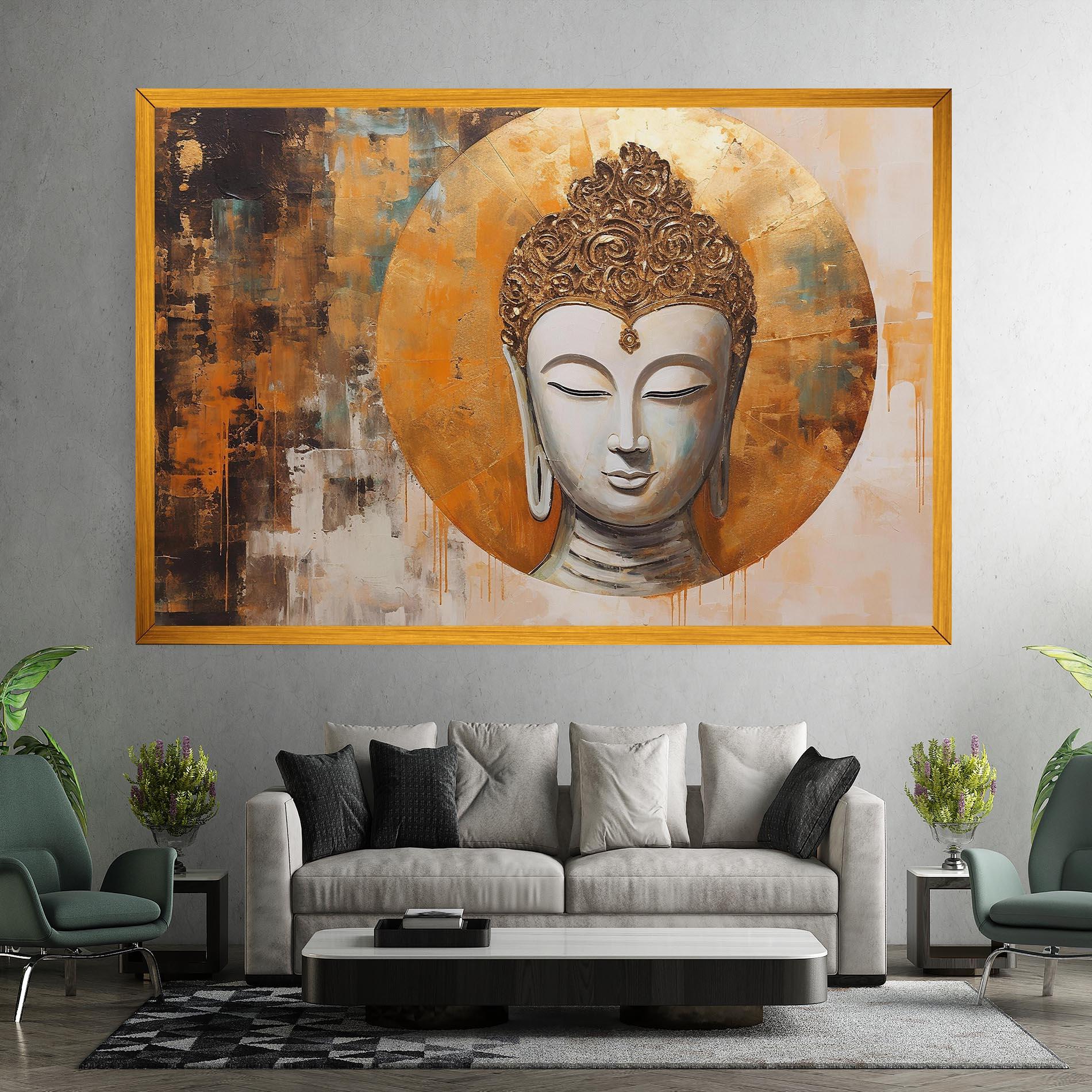 Leinwandbild Cream Circle Buddha mockup 7
