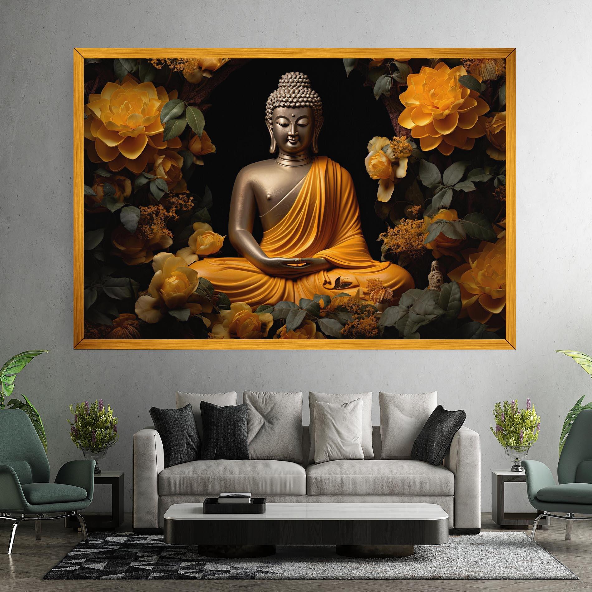 Leinwandbild Gold Buddha Flower mockup 7