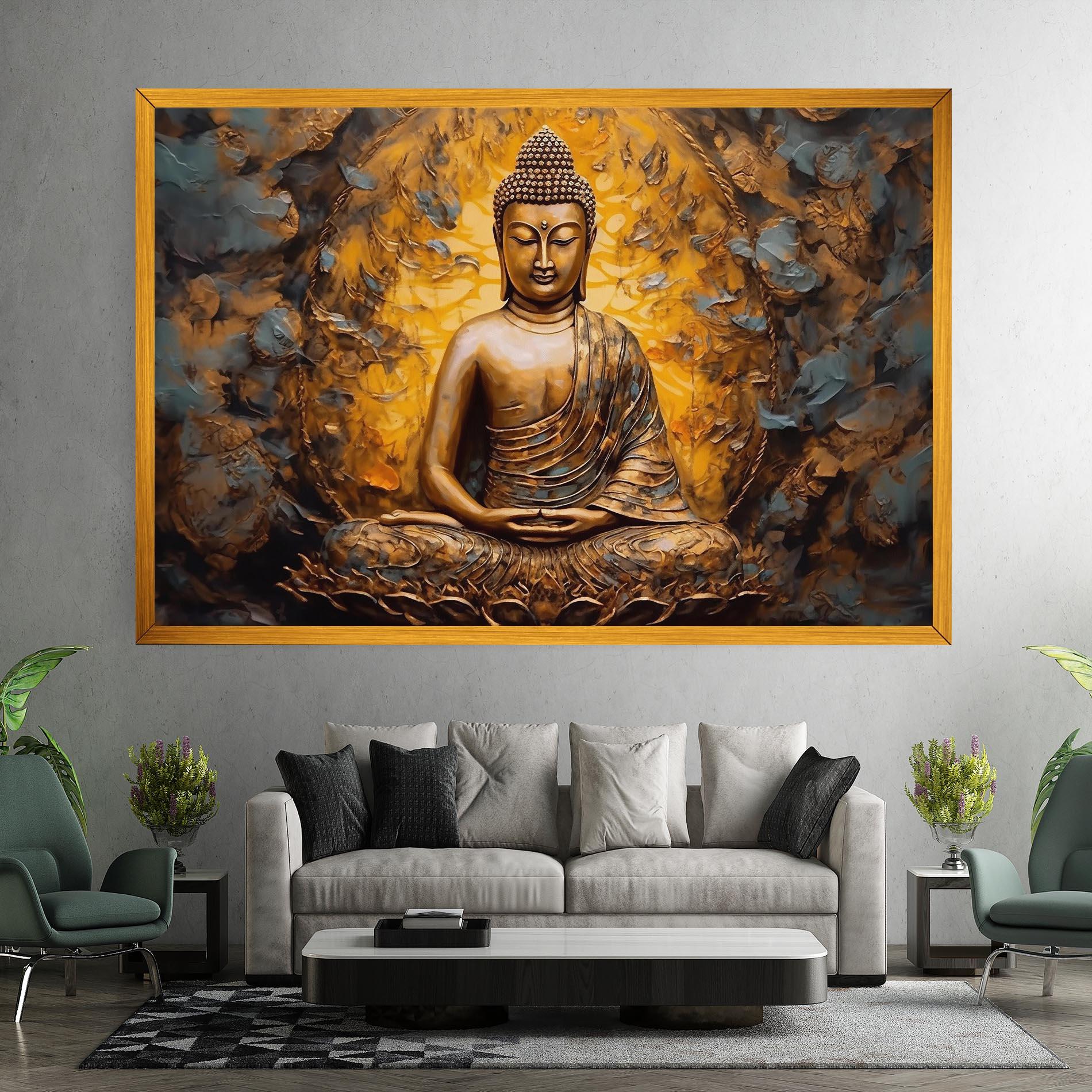 Leinwandbild Gold Grey Buddha mockup 7