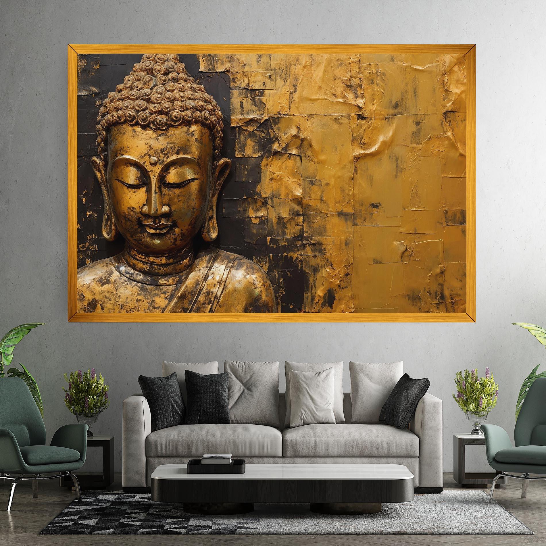Leinwandbild Gold Paint Buddha mockup 7