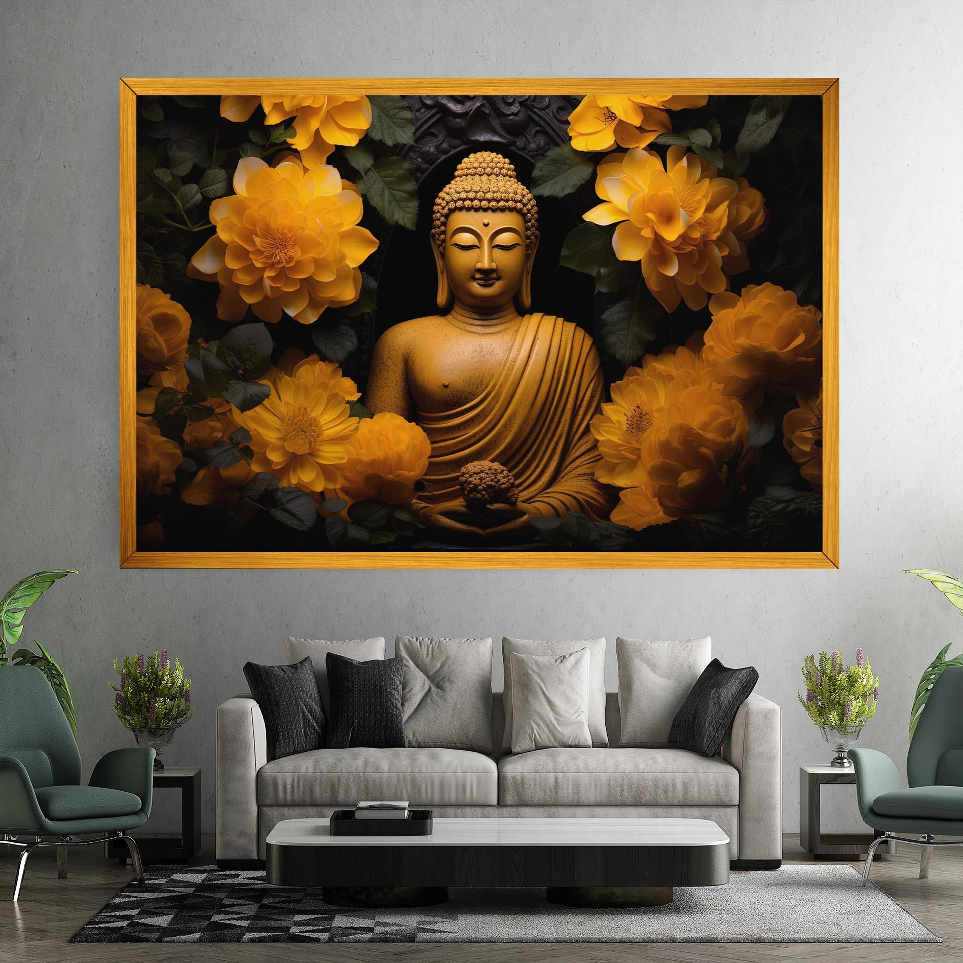 Leinwandbild Vecteezy_buddha Statue Surrounded By Yellow Flowers Ai Generated_27745002_860 mockup 7