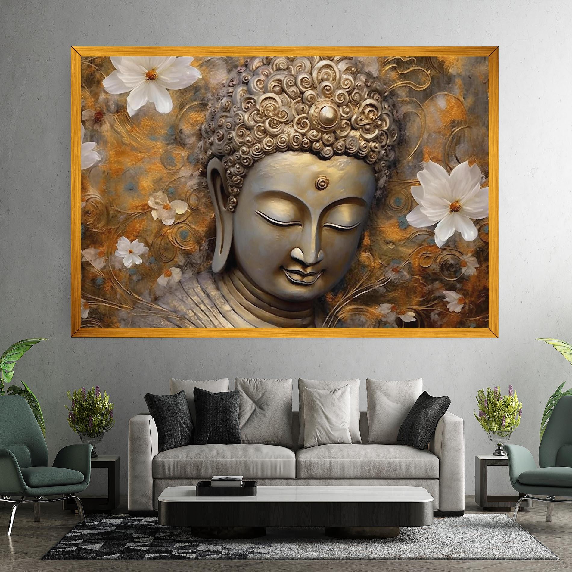 Leinwandbild White Flower Buddha Art mockup 7
