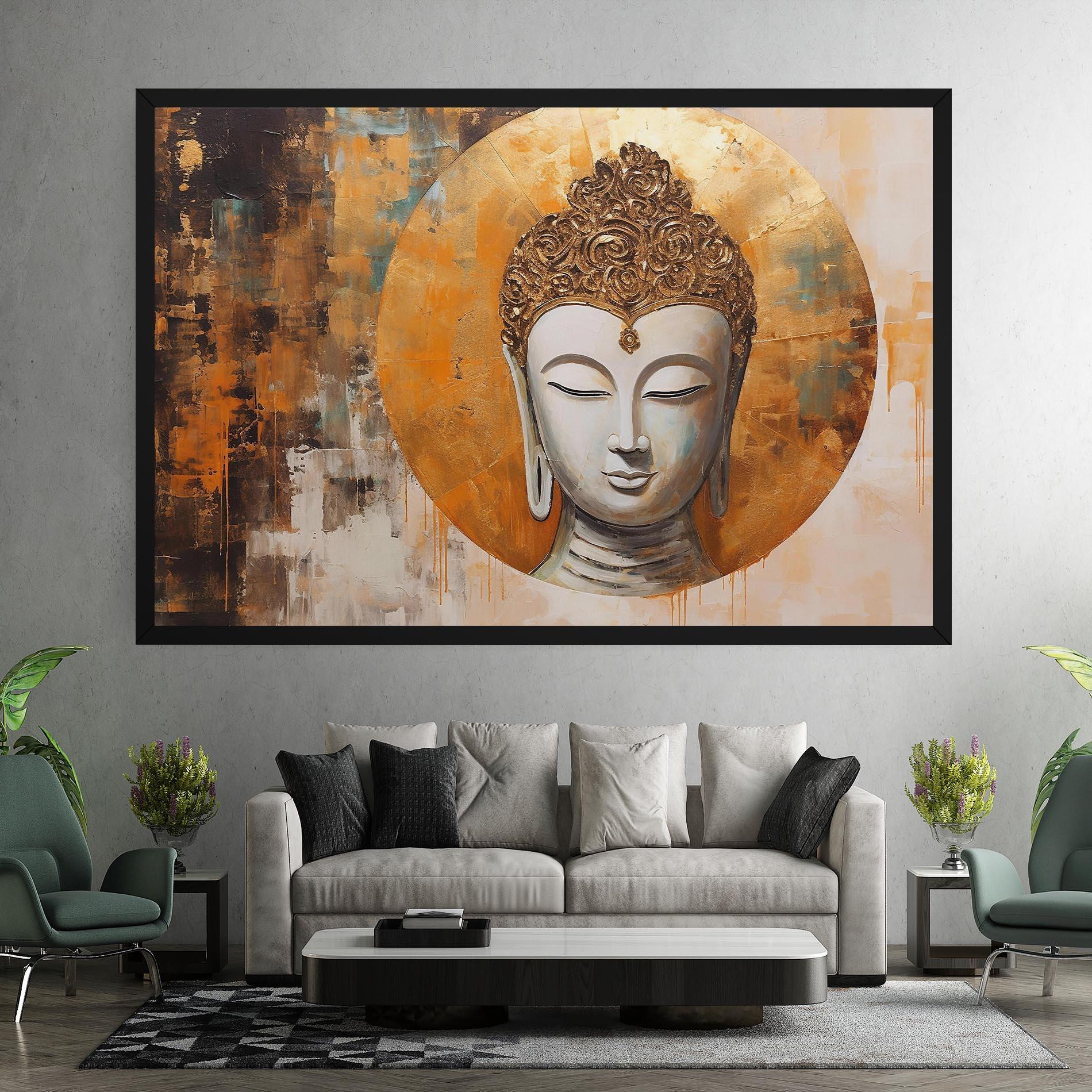 Leinwandbild Cream Circle Buddha mockup 7