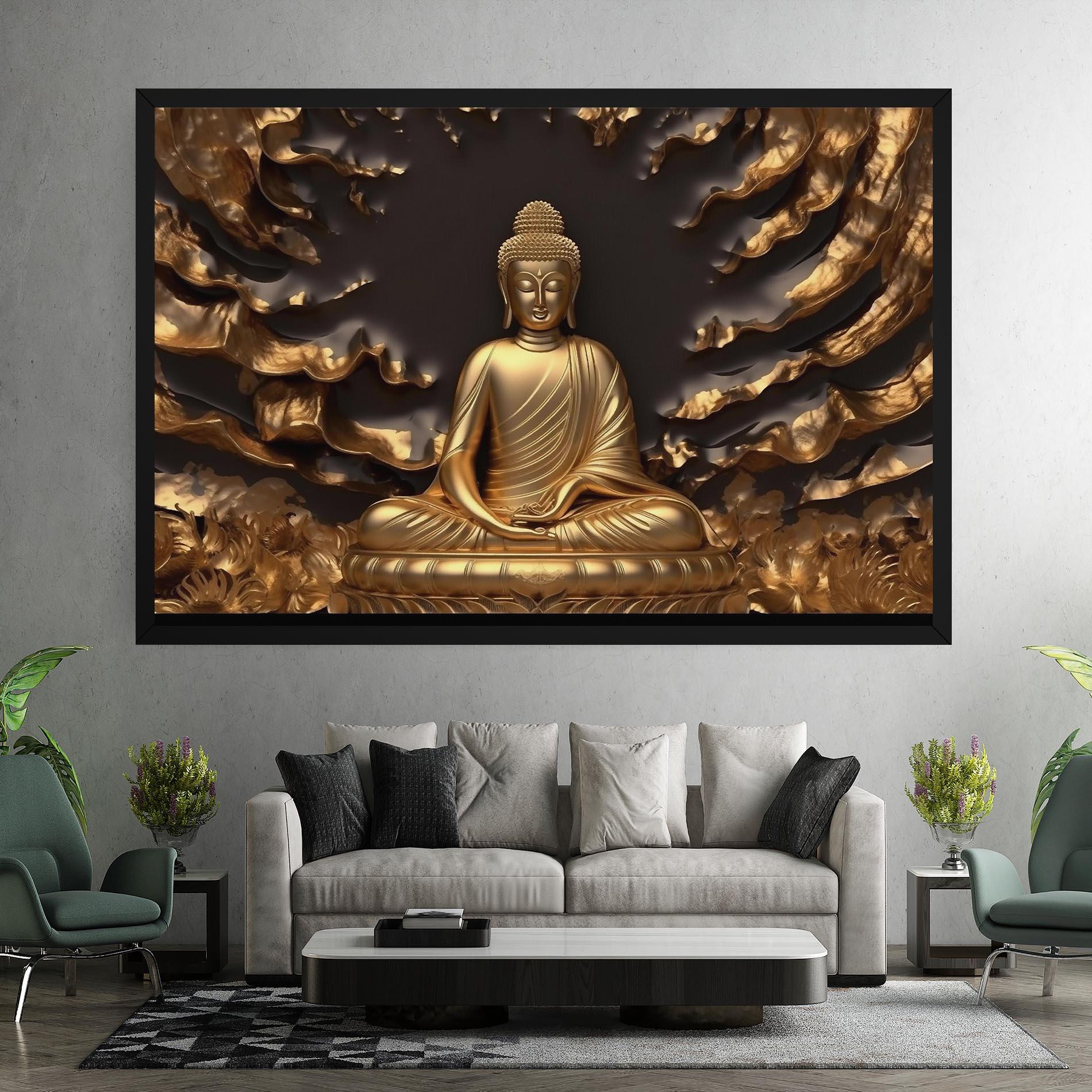 Leinwandbild Gold 3d Buddha mockup 7
