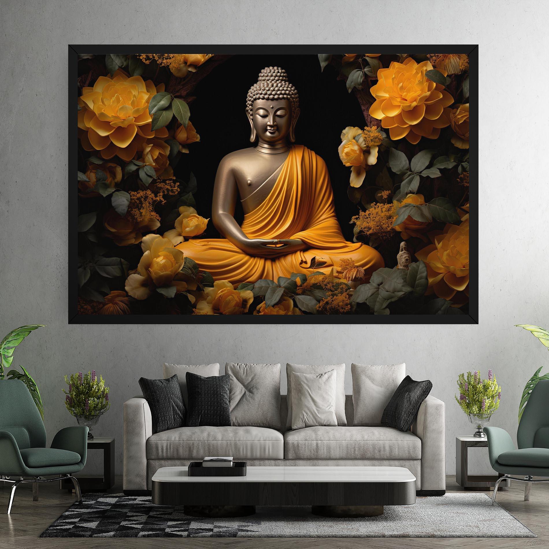 Leinwandbild Gold Buddha Flower mockup 7