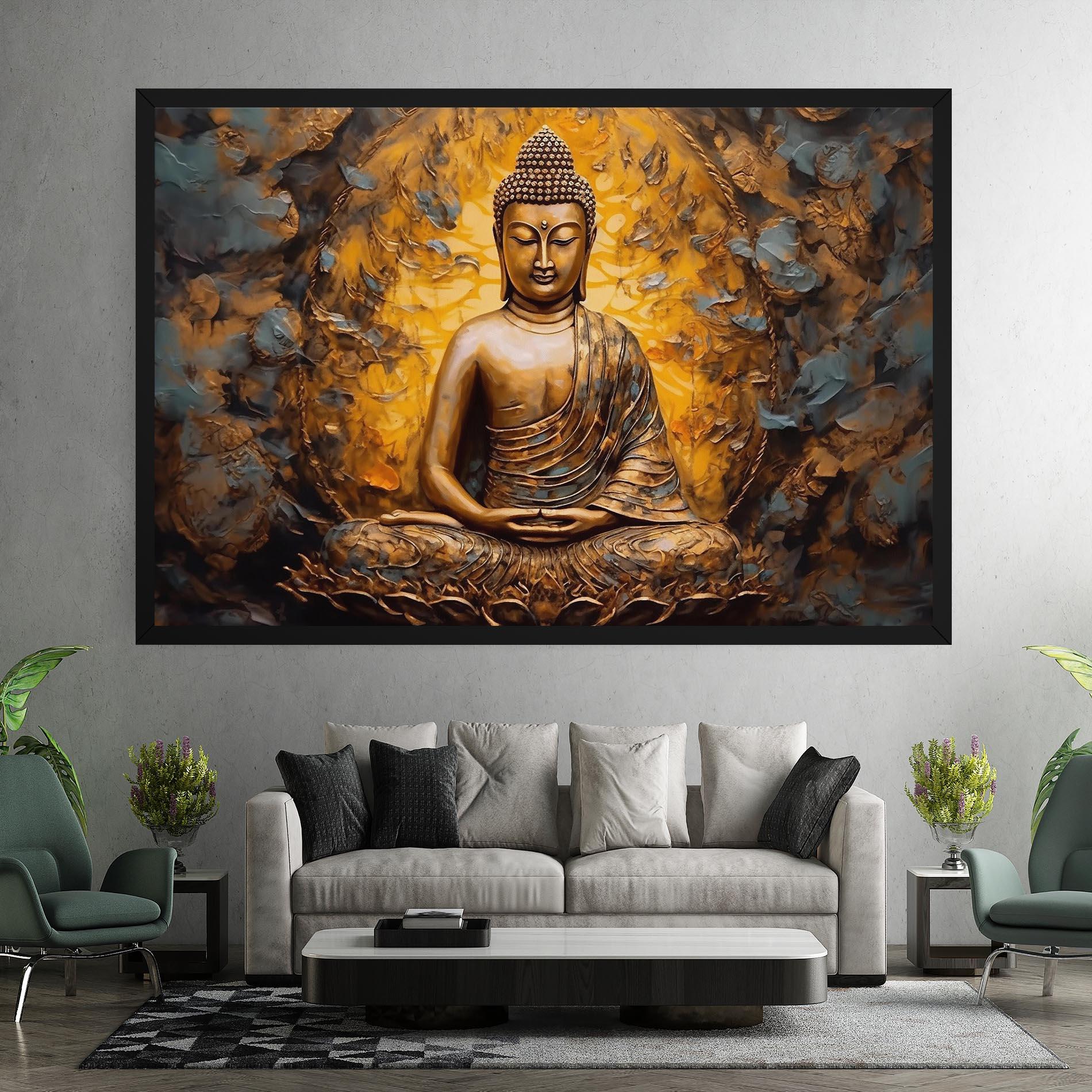 Leinwandbild Gold Grey Buddha mockup 7