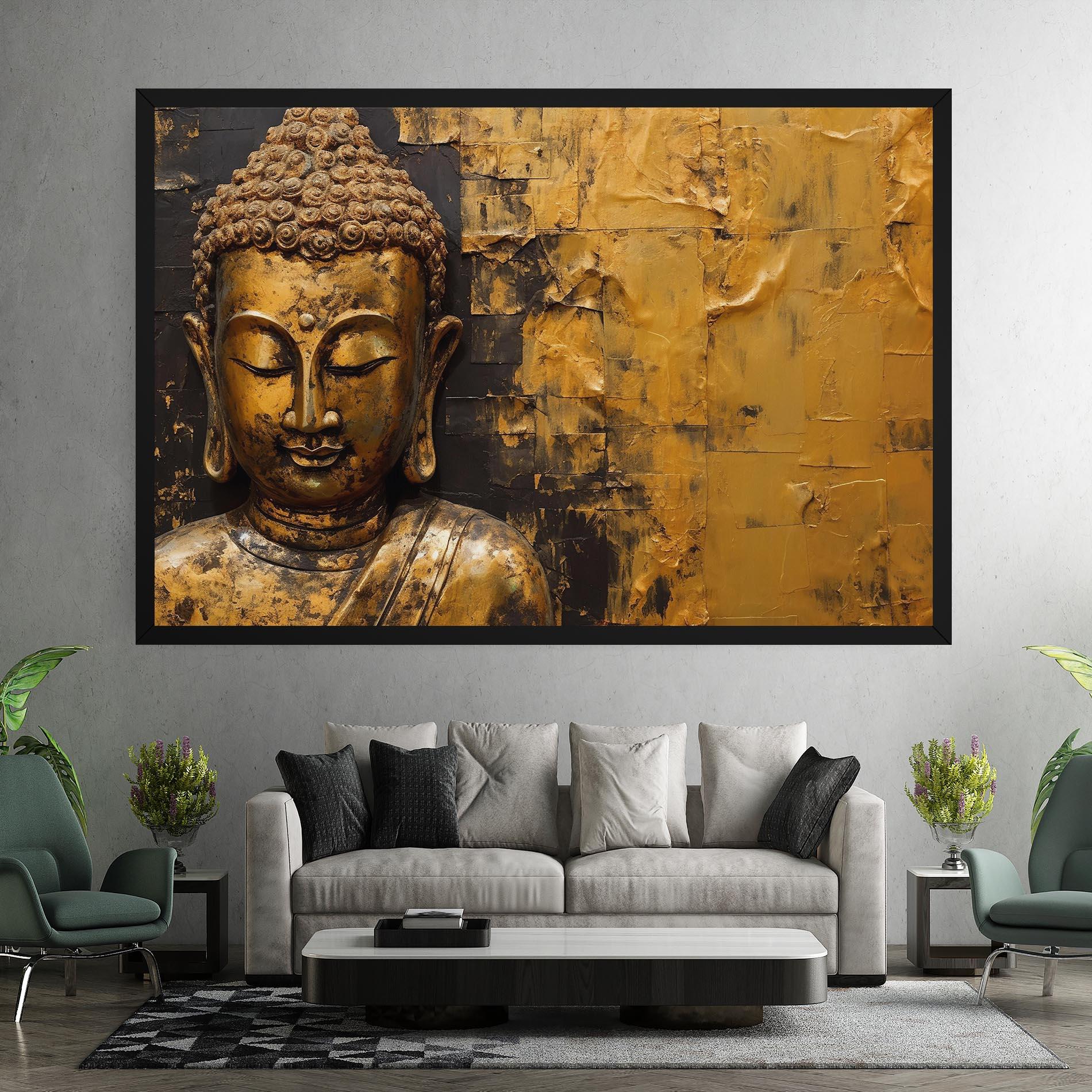Leinwandbild Gold Paint Buddha mockup 7