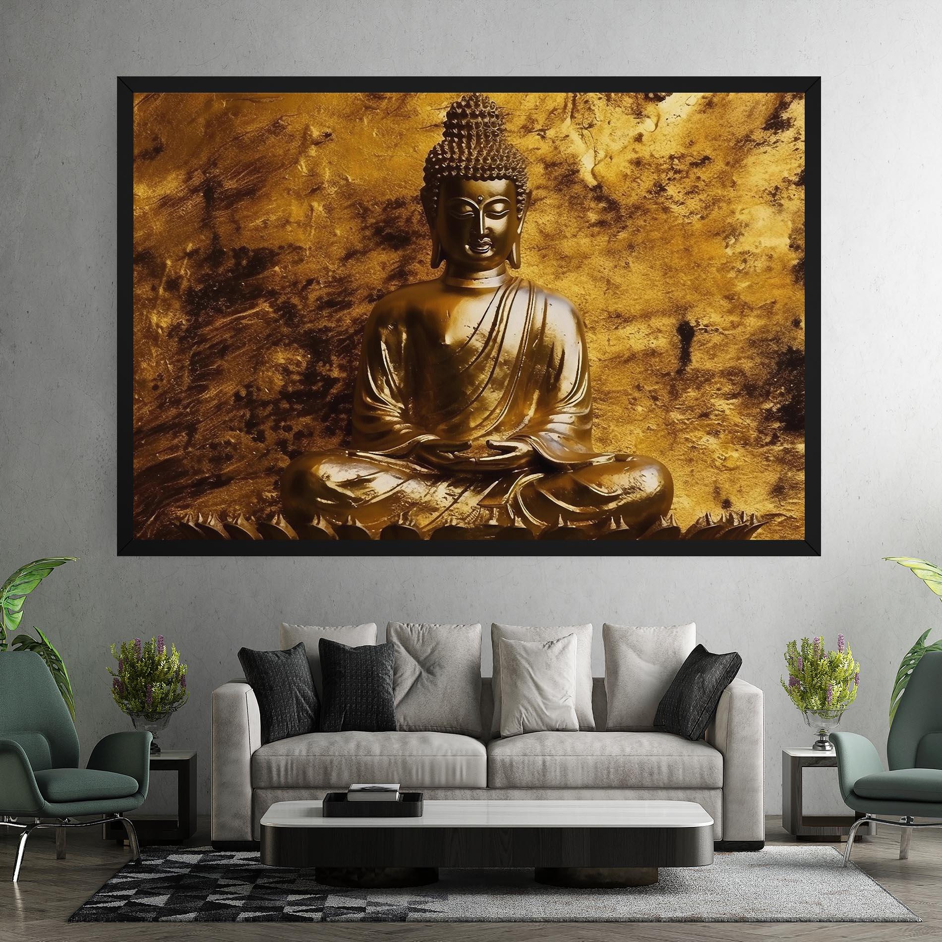 Leinwandbild Statue Gold Buddha mockup 7