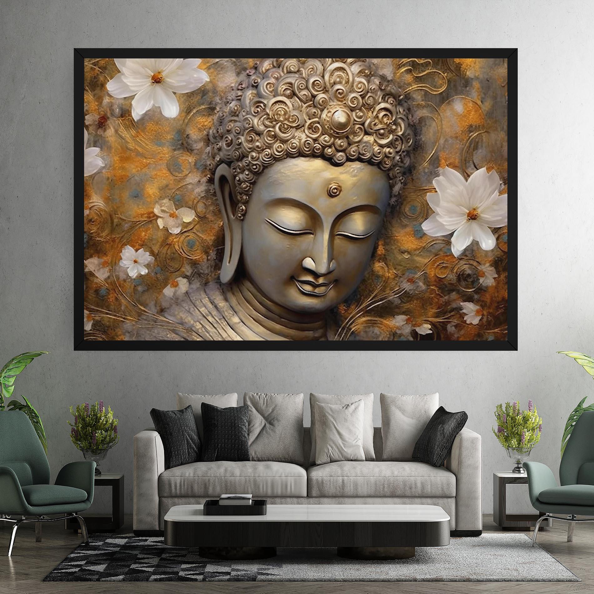 Leinwandbild White Flower Buddha Art mockup 7