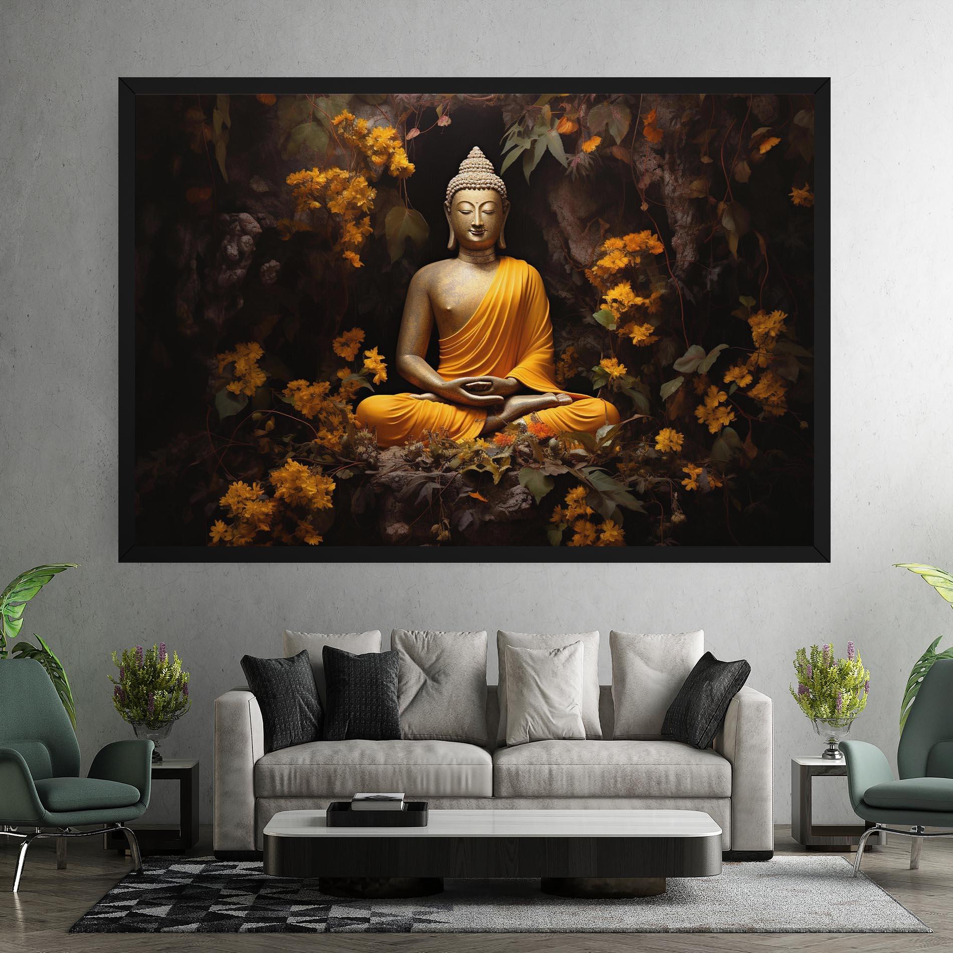 Leinwandbild Yellow Light Buddha mockup 7
