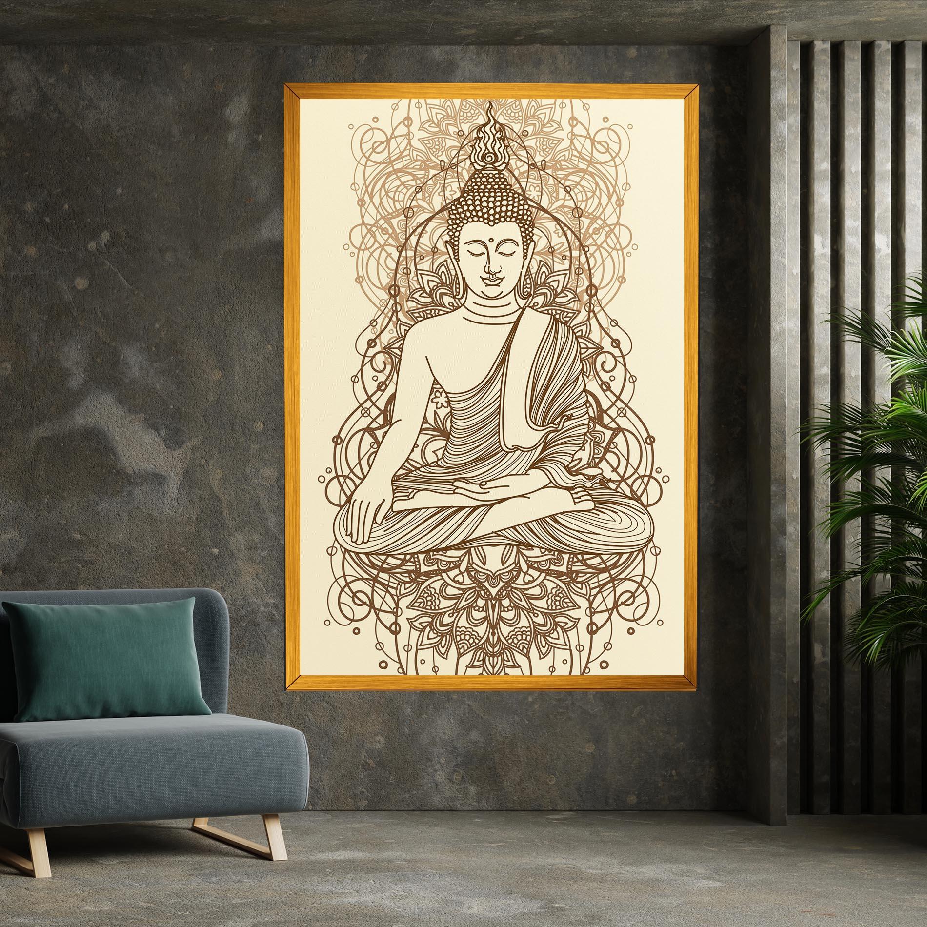 Leinwandbild Brown Line Buddha mockup 7