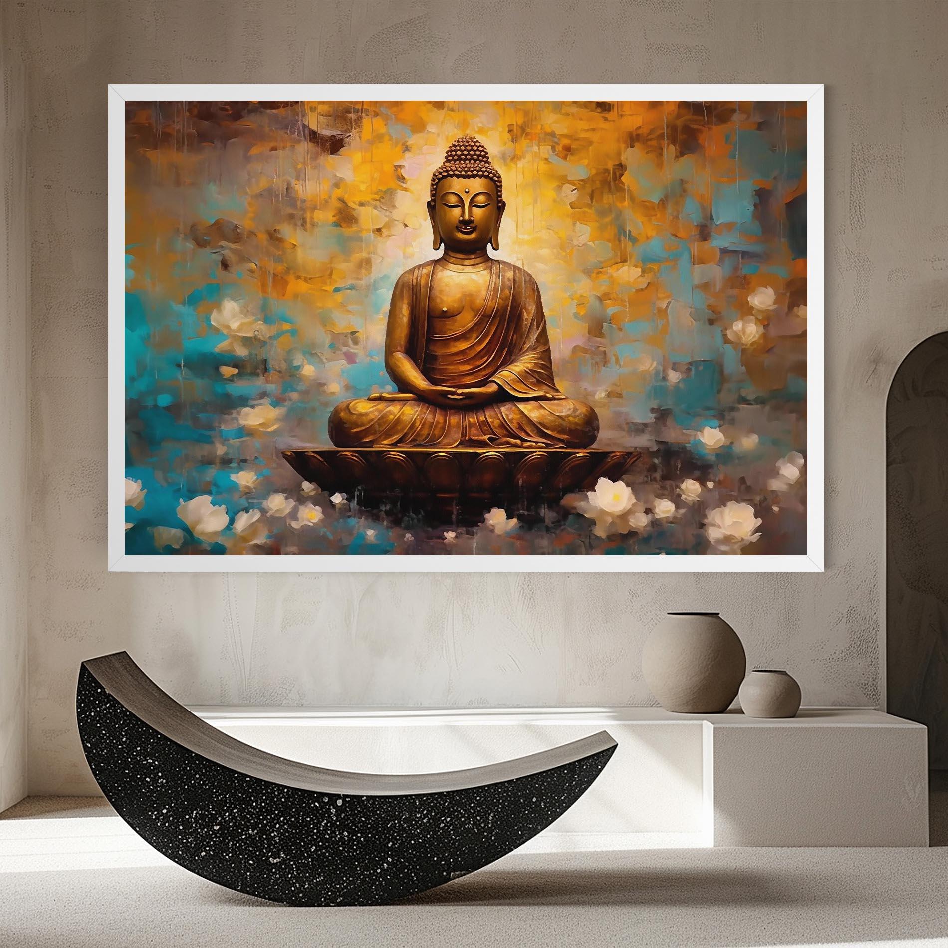 Leinwandbild Blue Gold Buddha mockup 8