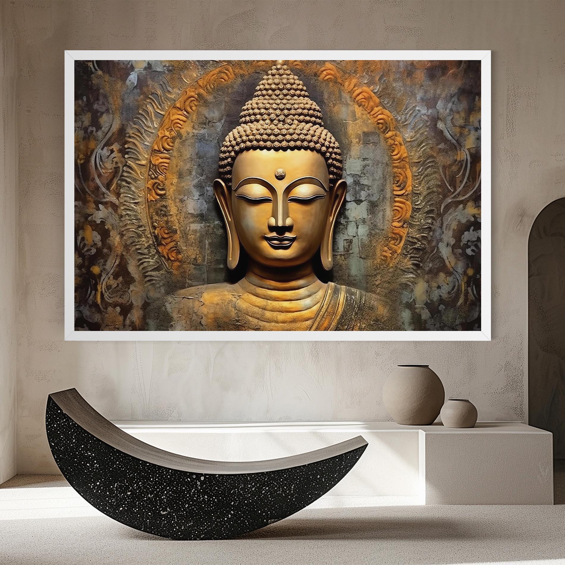 Leinwandbild Buddha 3d Head mockup 8