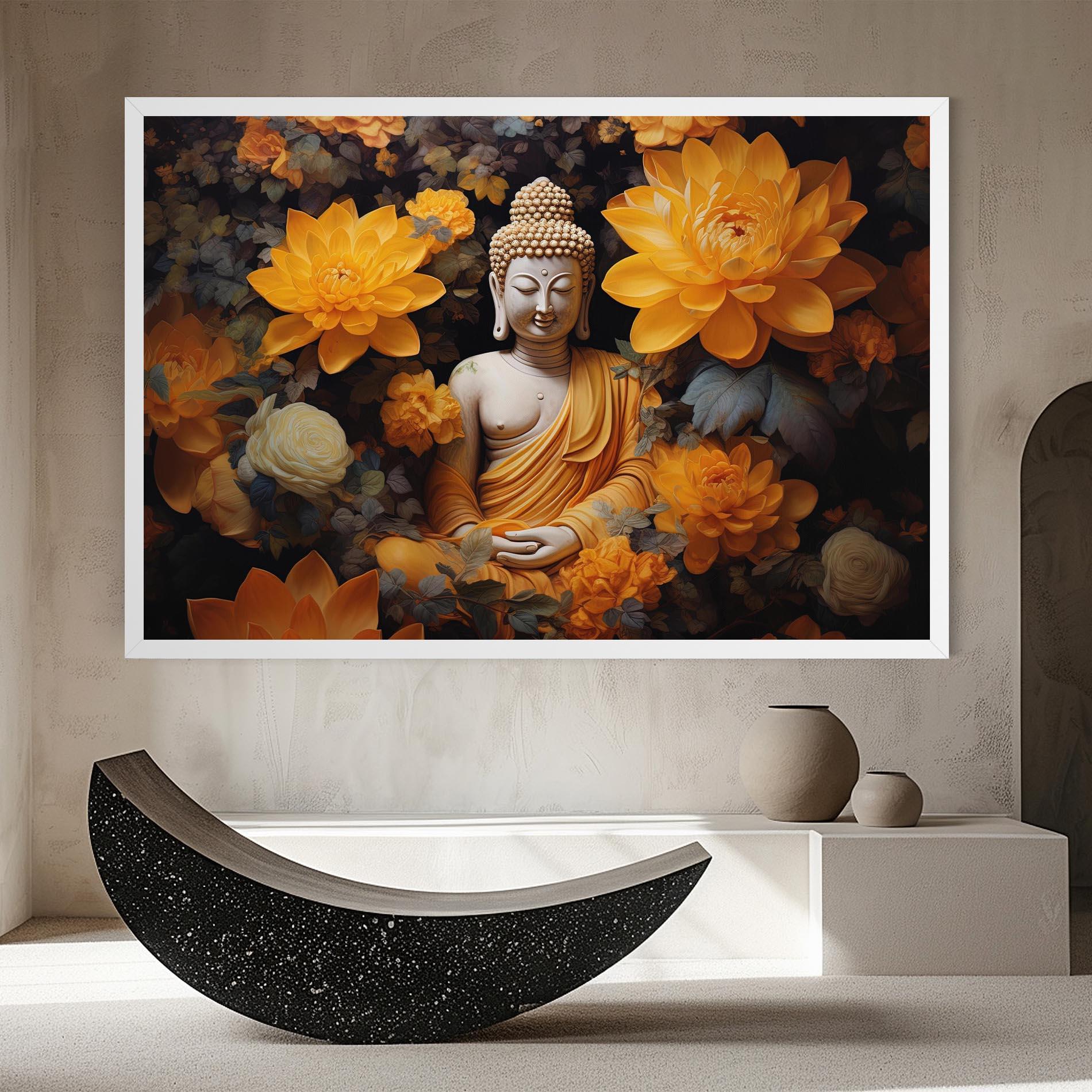 Leinwandbild Buddha Big Flowers mockup 8