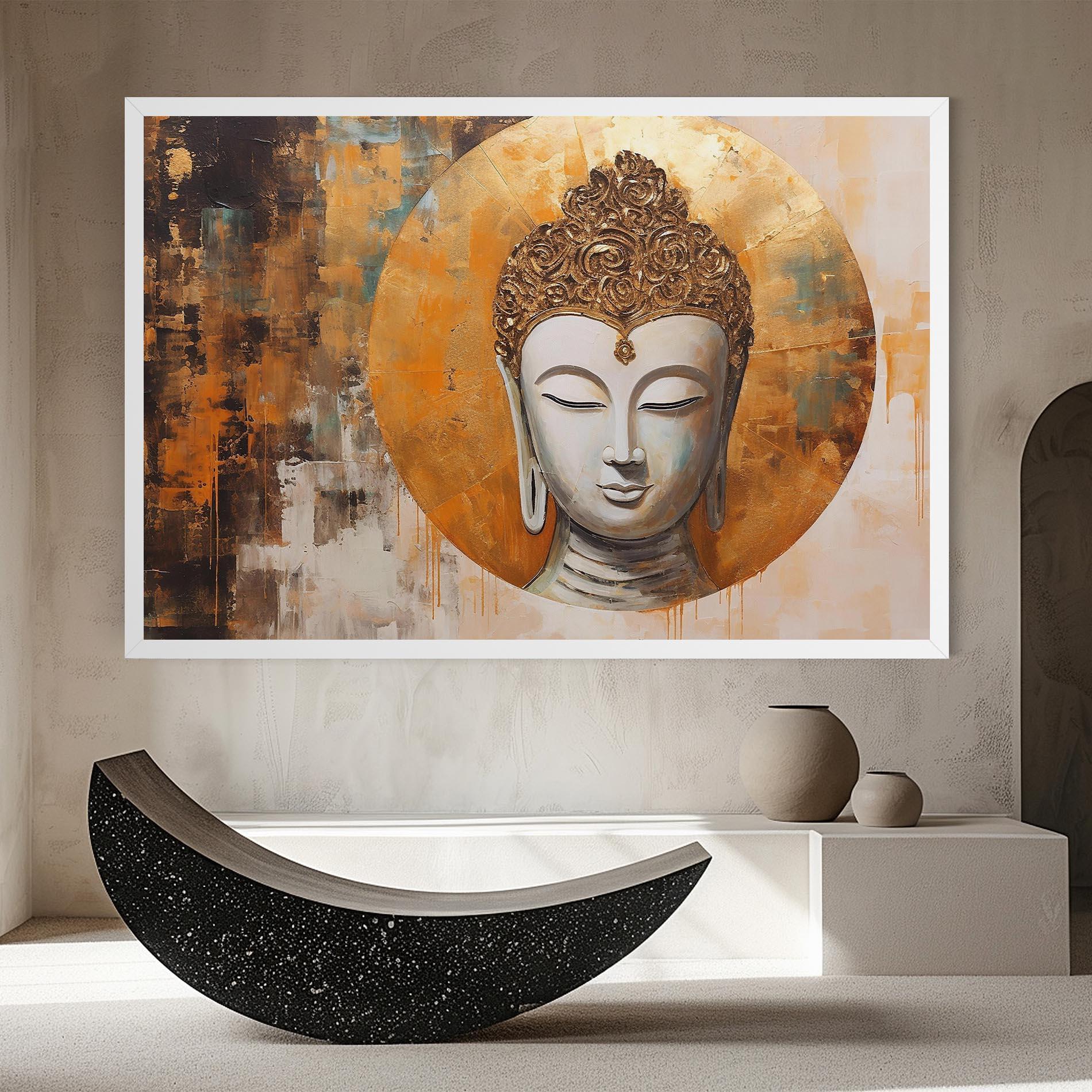 Leinwandbild Cream Circle Buddha mockup 8