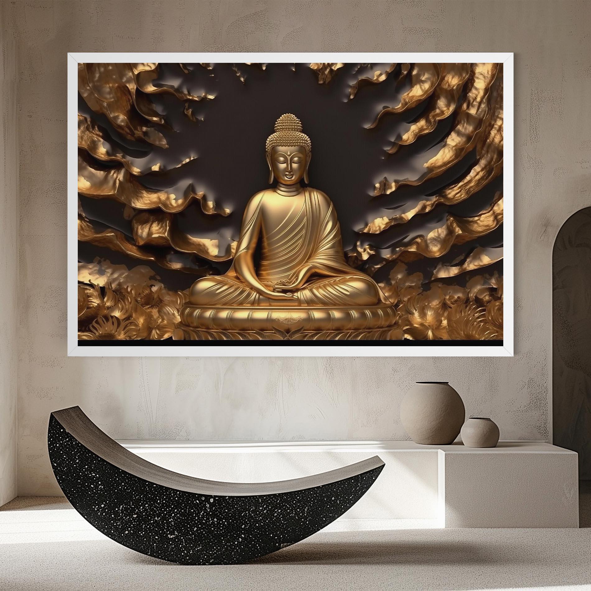 Leinwandbild Gold 3d Buddha mockup 8