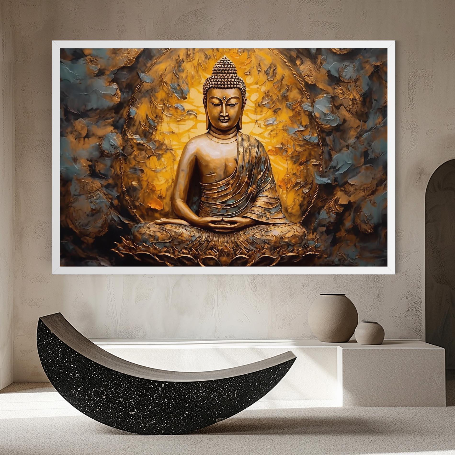 Leinwandbild Gold Grey Buddha mockup 8