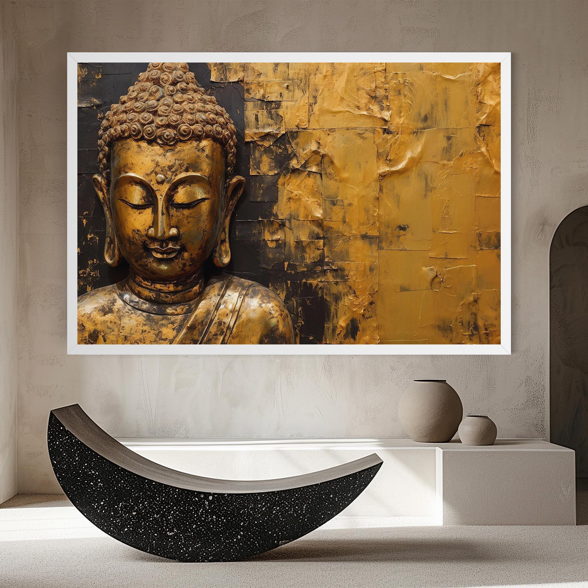 Leinwandbild Gold Paint Buddha mockup 8