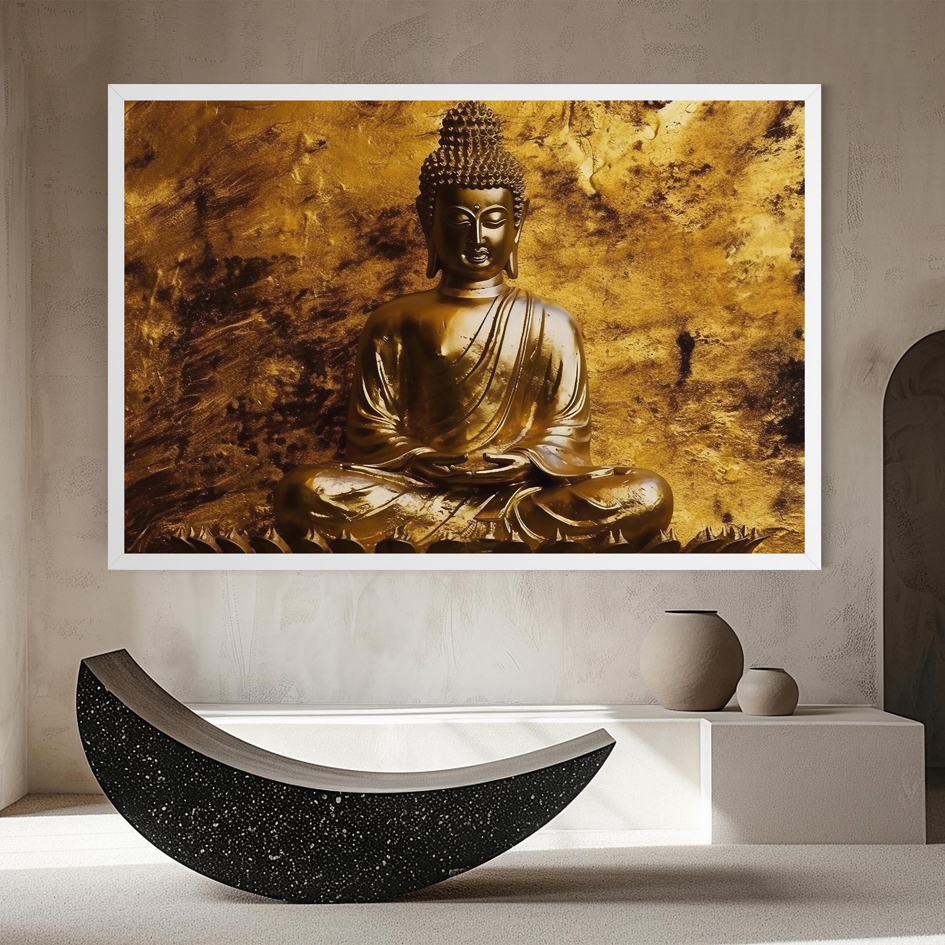 Leinwandbild Statue Gold Buddha mockup 8