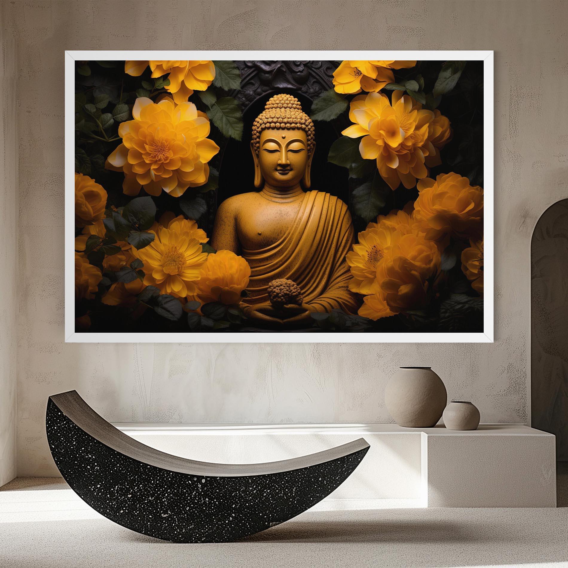 Leinwandbild Vecteezy_buddha Statue Surrounded By Yellow Flowers Ai Generated_27745002_860 mockup 8