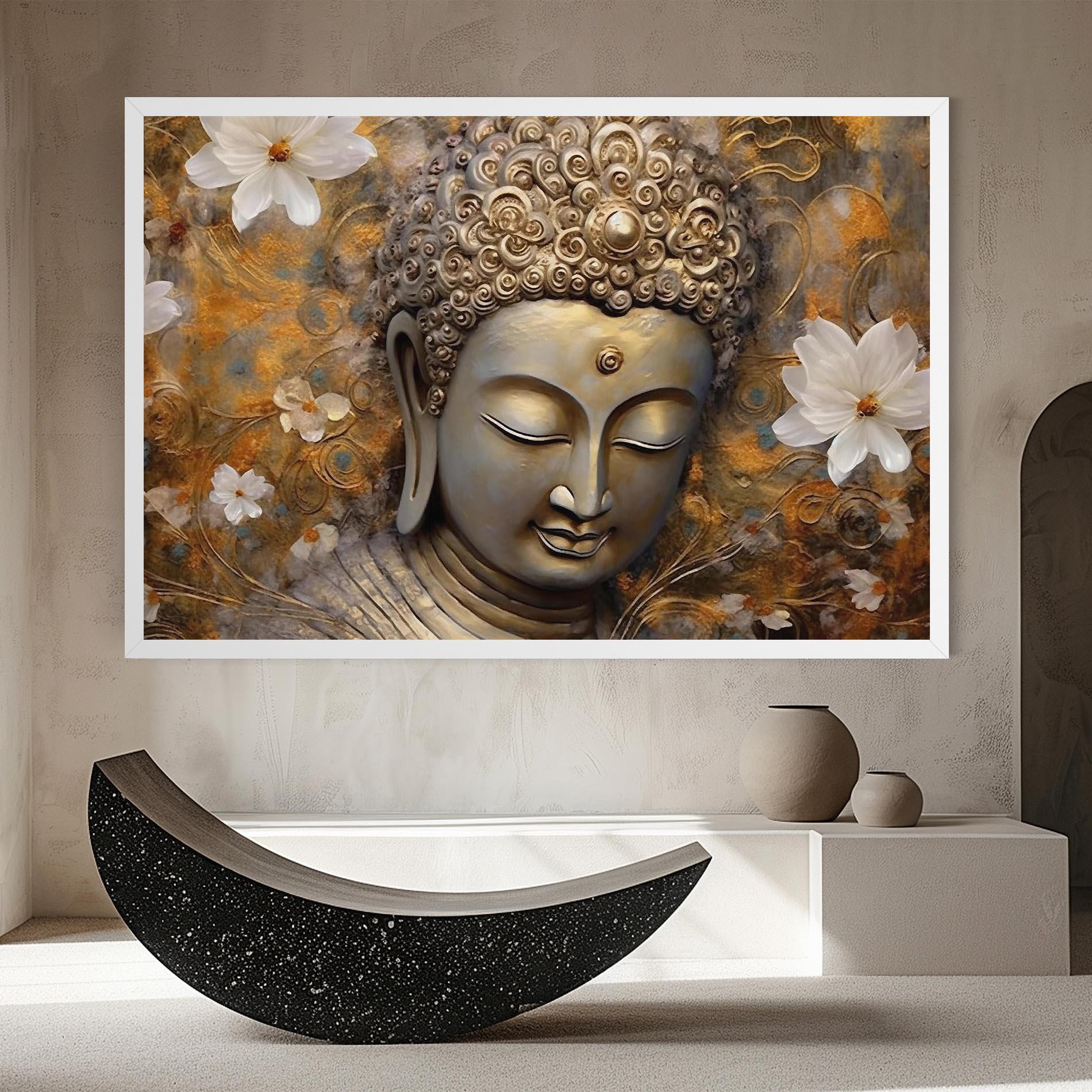 Leinwandbild White Flower Buddha Art mockup 8