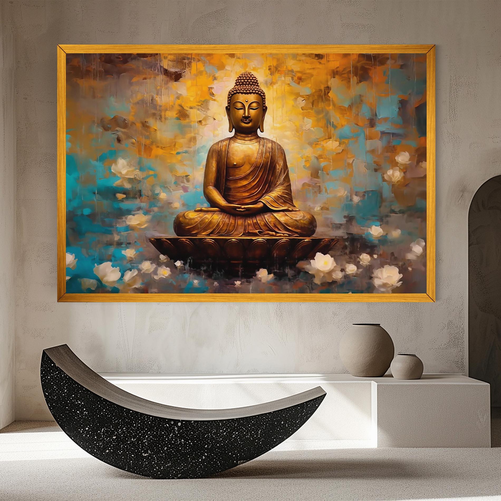 Leinwandbild Blue Gold Buddha mockup 8