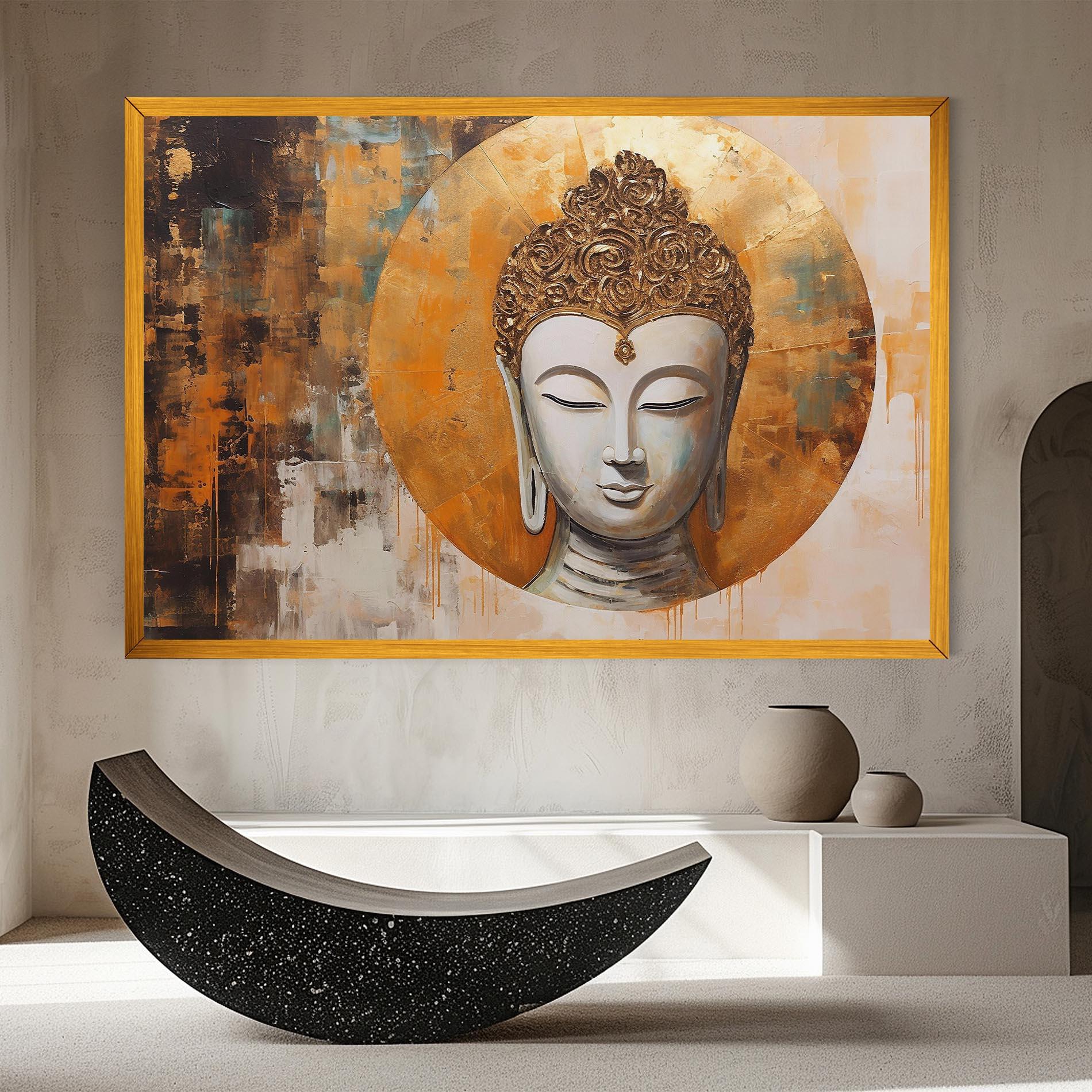 Leinwandbild Cream Circle Buddha mockup 8