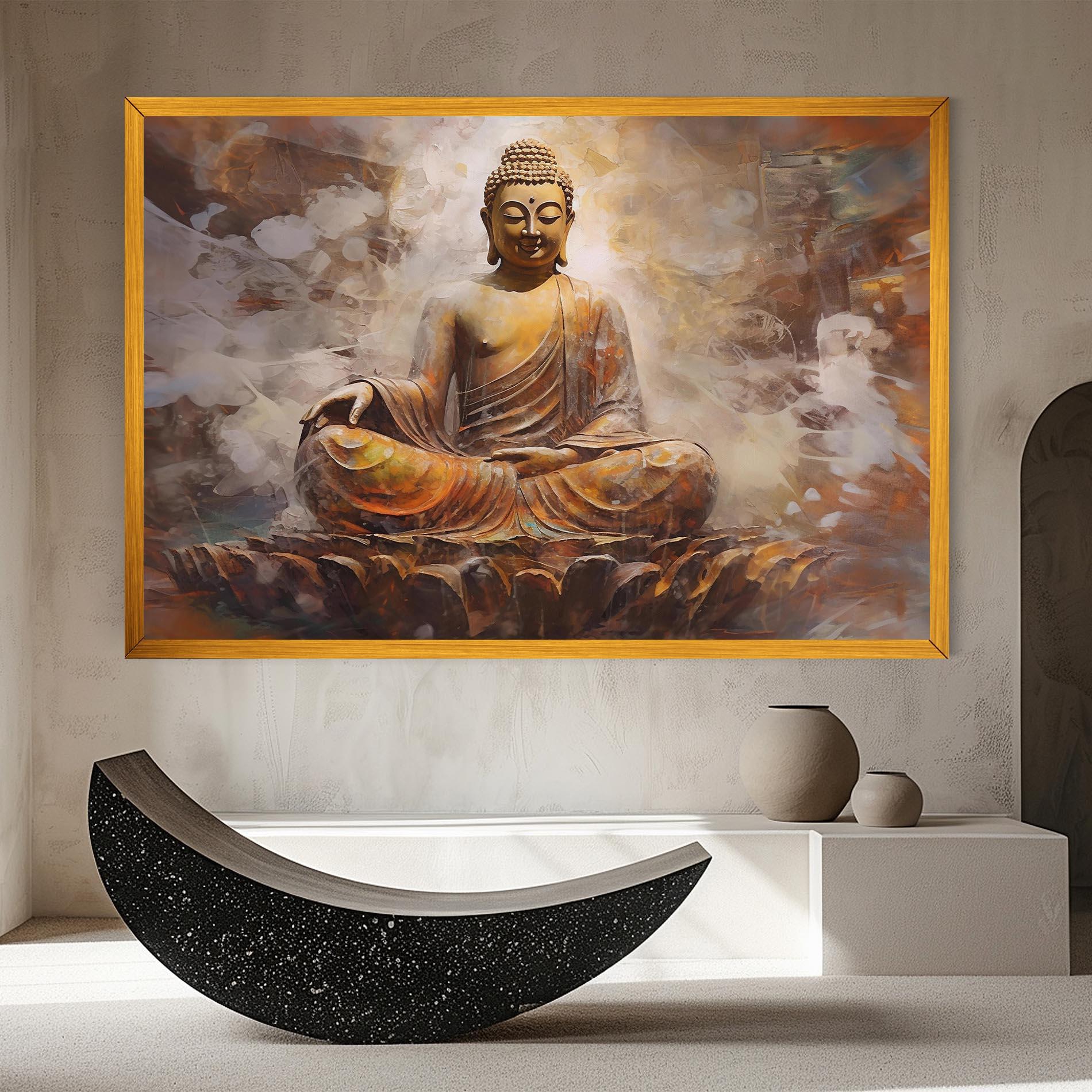 Leinwandbild Cream Orange Buddha mockup 8