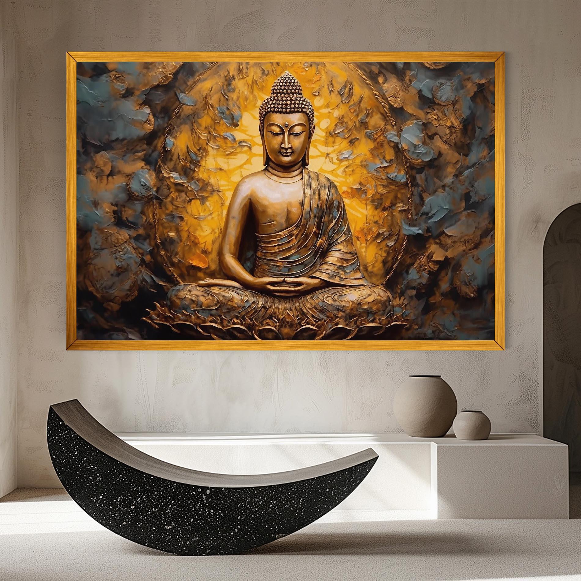 Leinwandbild Gold Grey Buddha mockup 8