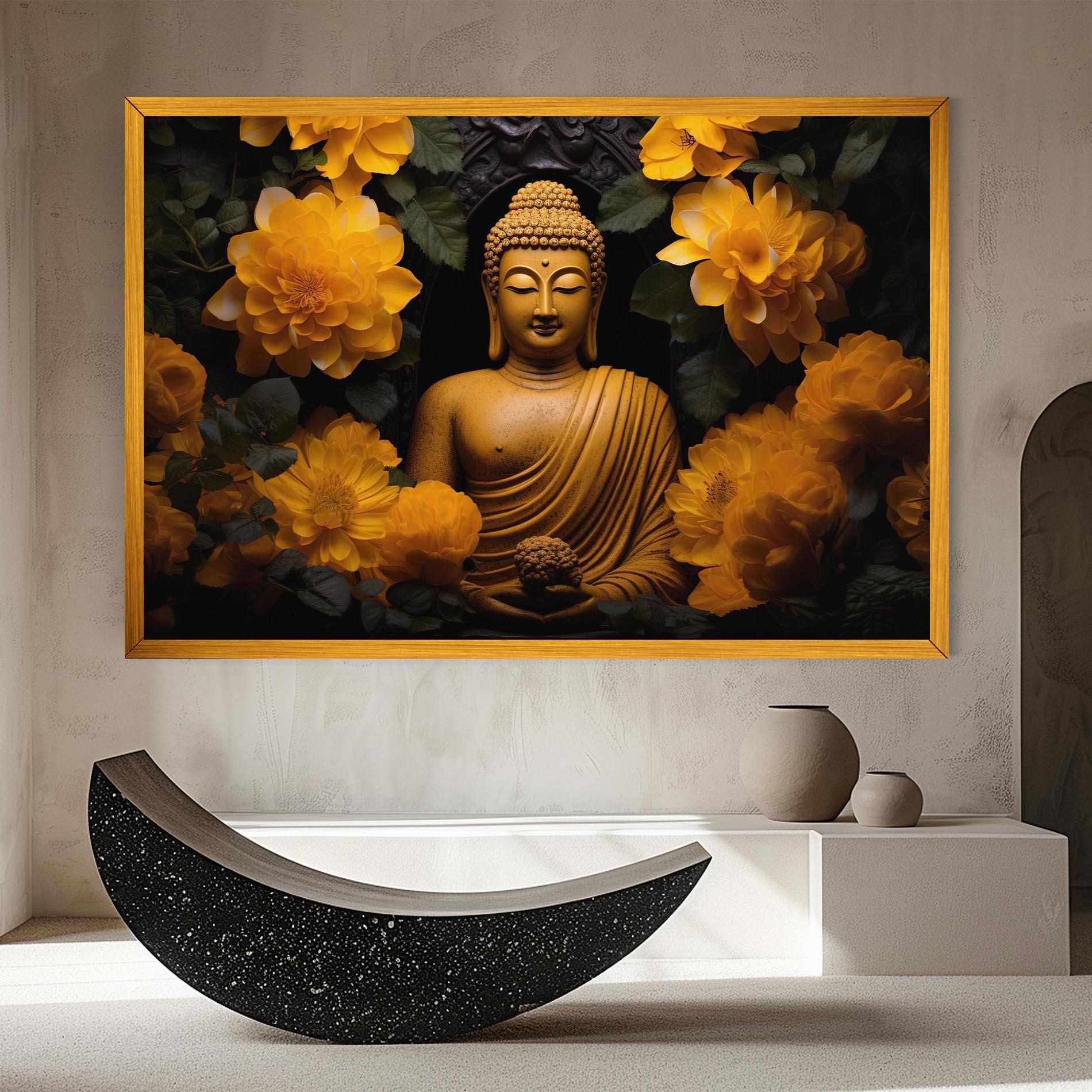Leinwandbild Vecteezy_buddha Statue Surrounded By Yellow Flowers Ai Generated_27745002_860 mockup 8