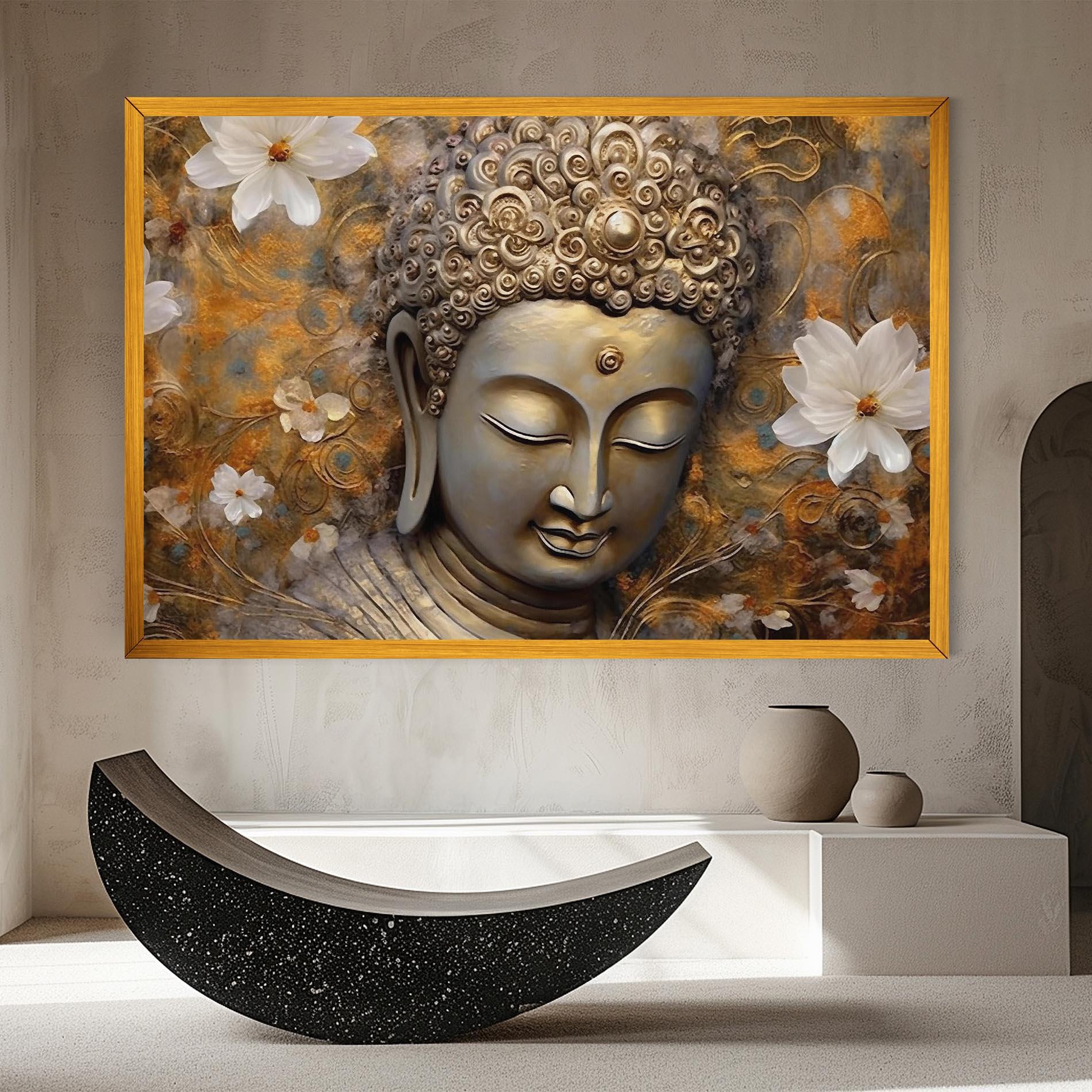 Leinwandbild White Flower Buddha Art mockup 8
