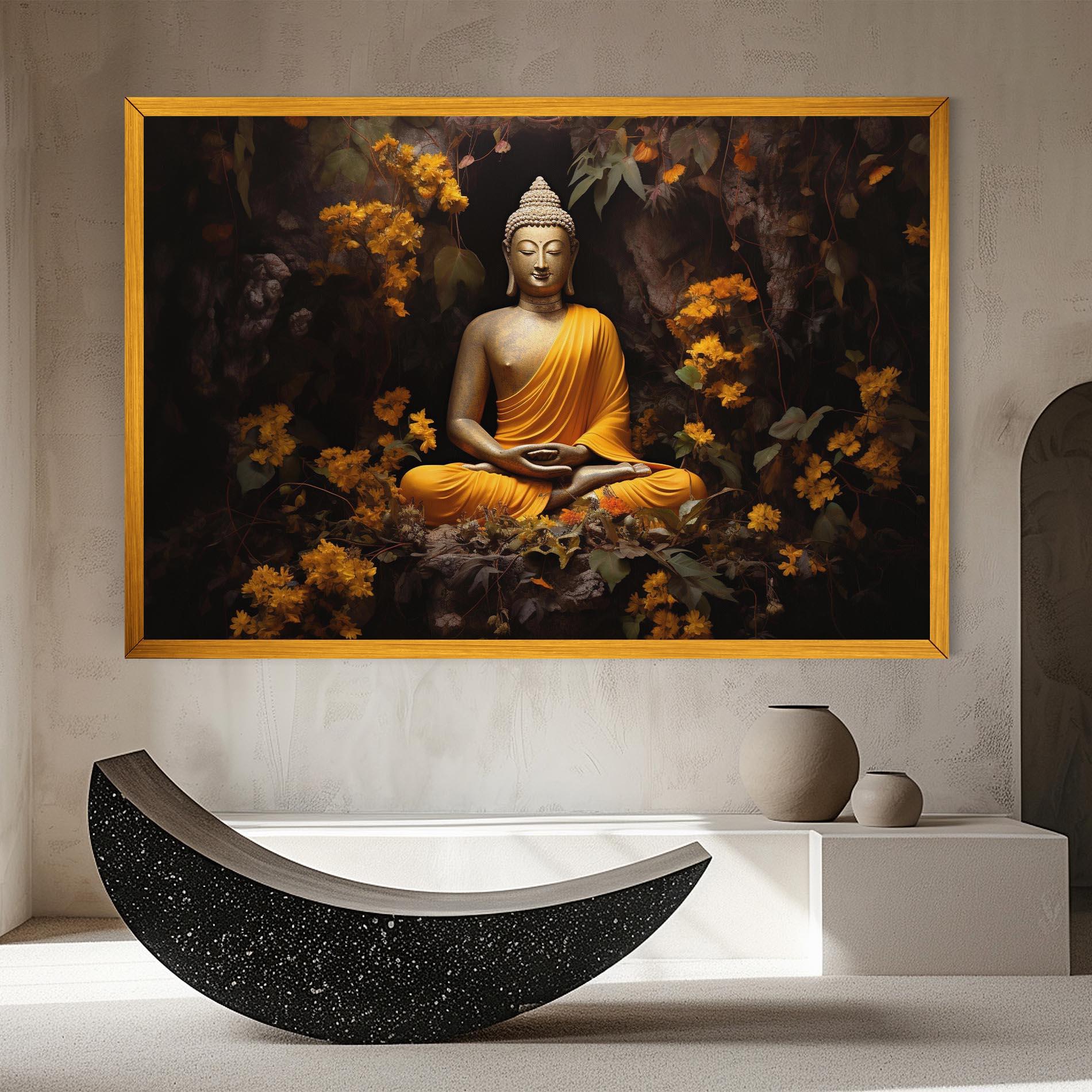 Leinwandbild Yellow Light Buddha mockup 8