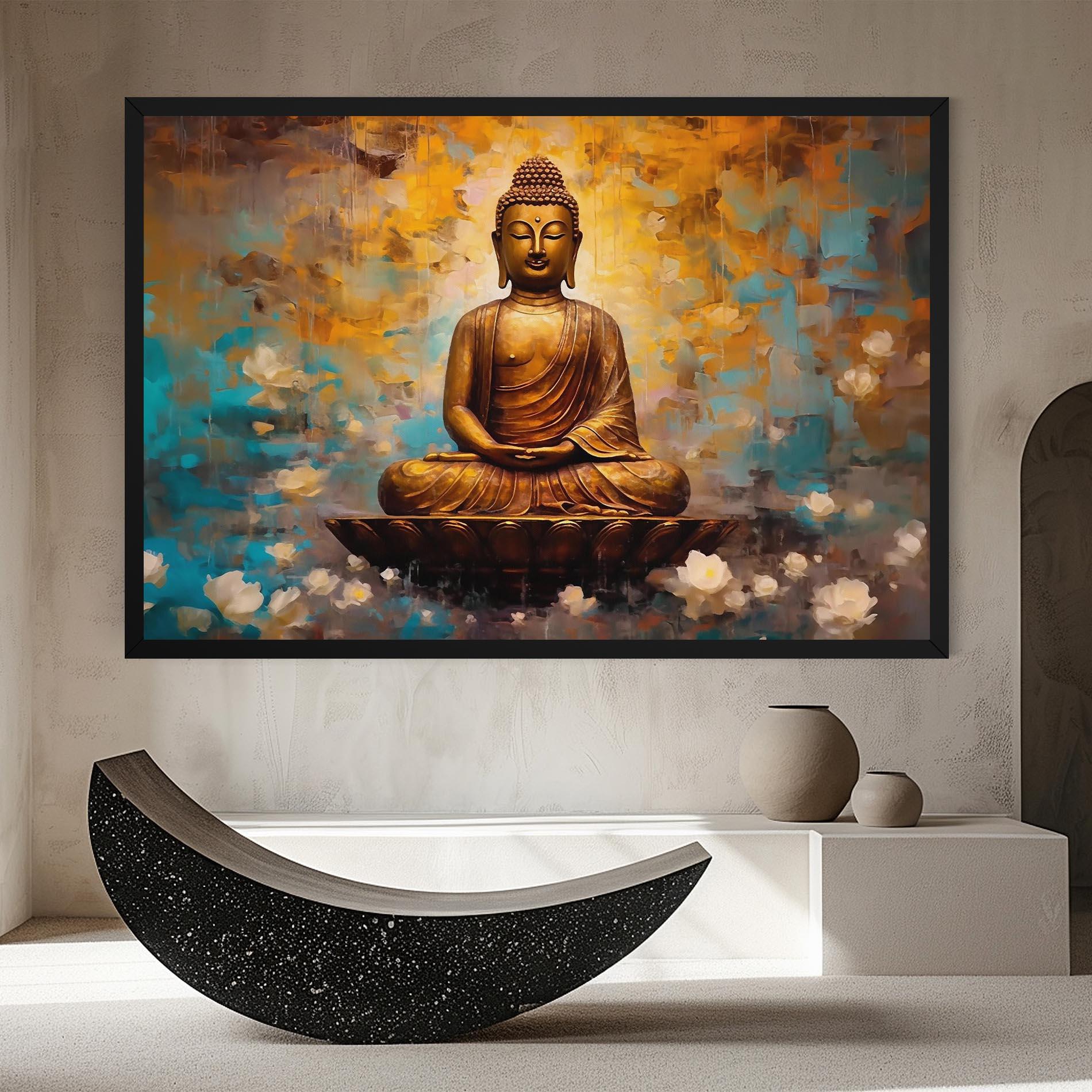 Leinwandbild Blue Gold Buddha mockup 8